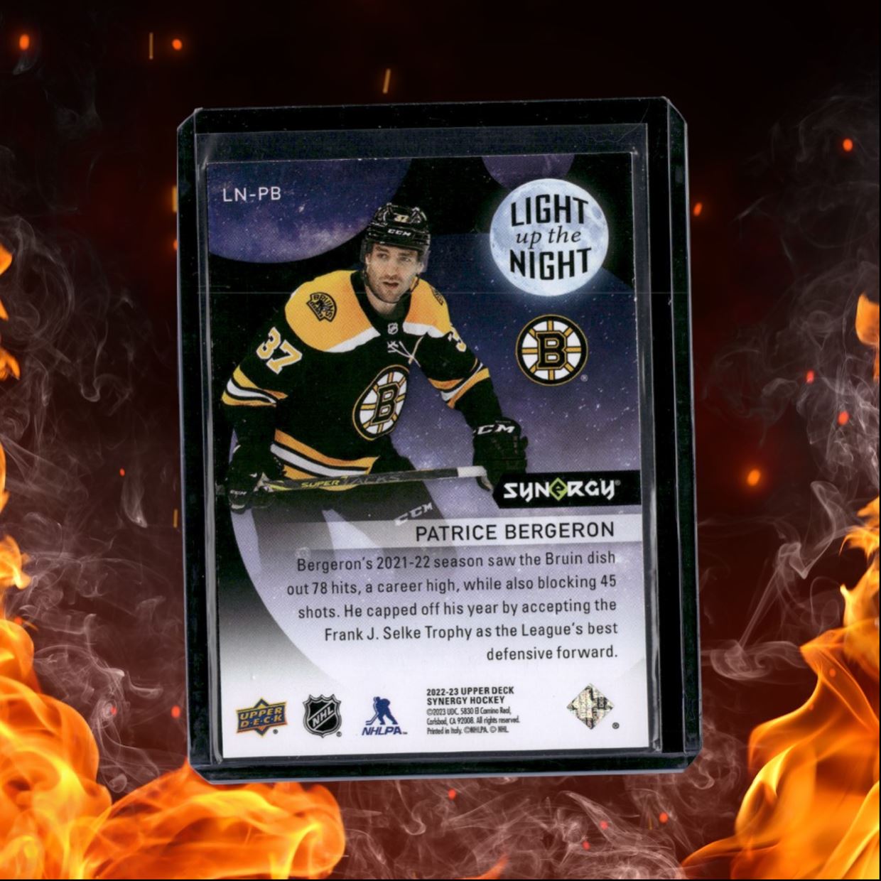 2022-23 Upper Deck Synergy Patrice Bergeron Light Up the Night 169/899 #LN-PB