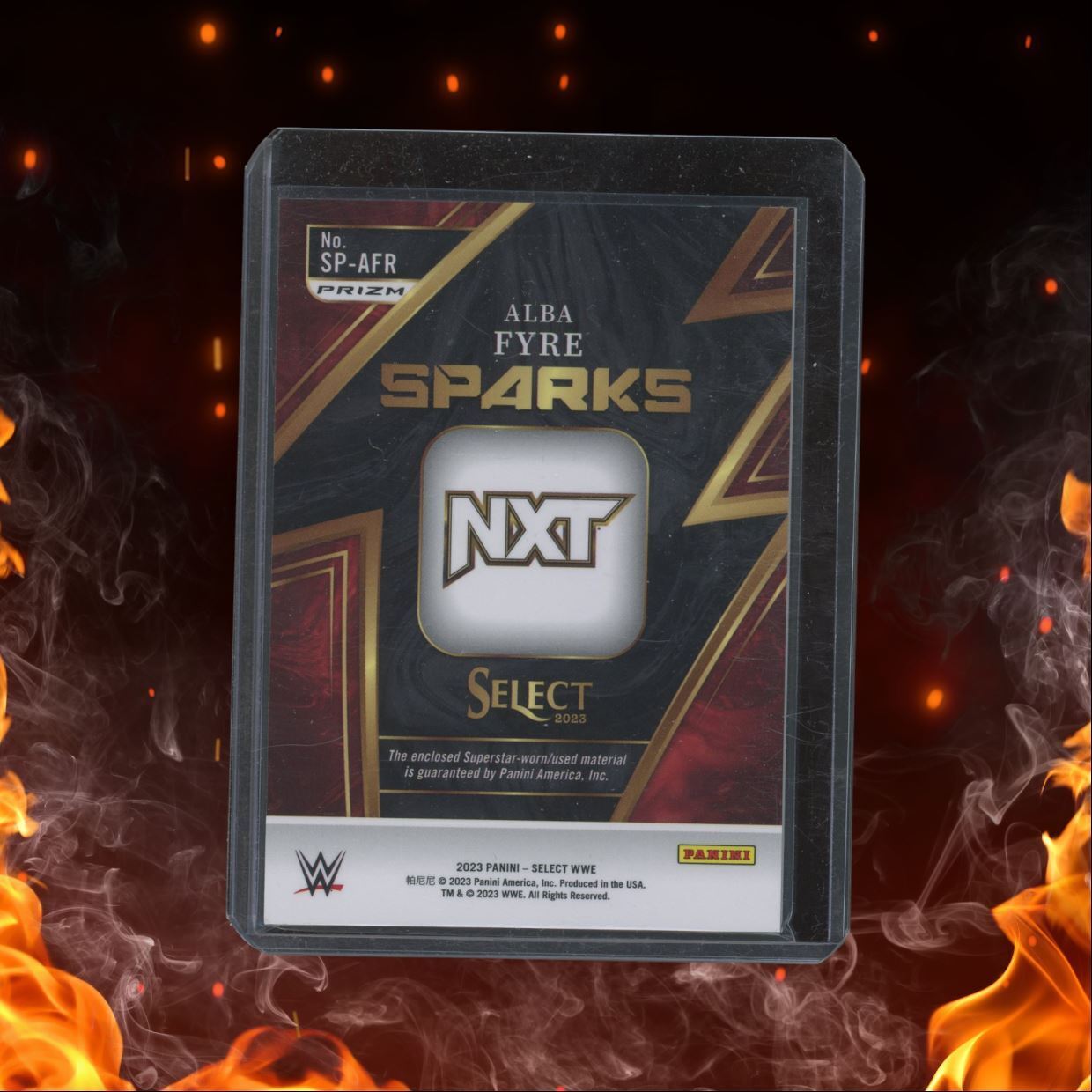 2023 Panini Select WWE Alba Fyre Sparks Material Silver Prizm NXT #SP-AFR