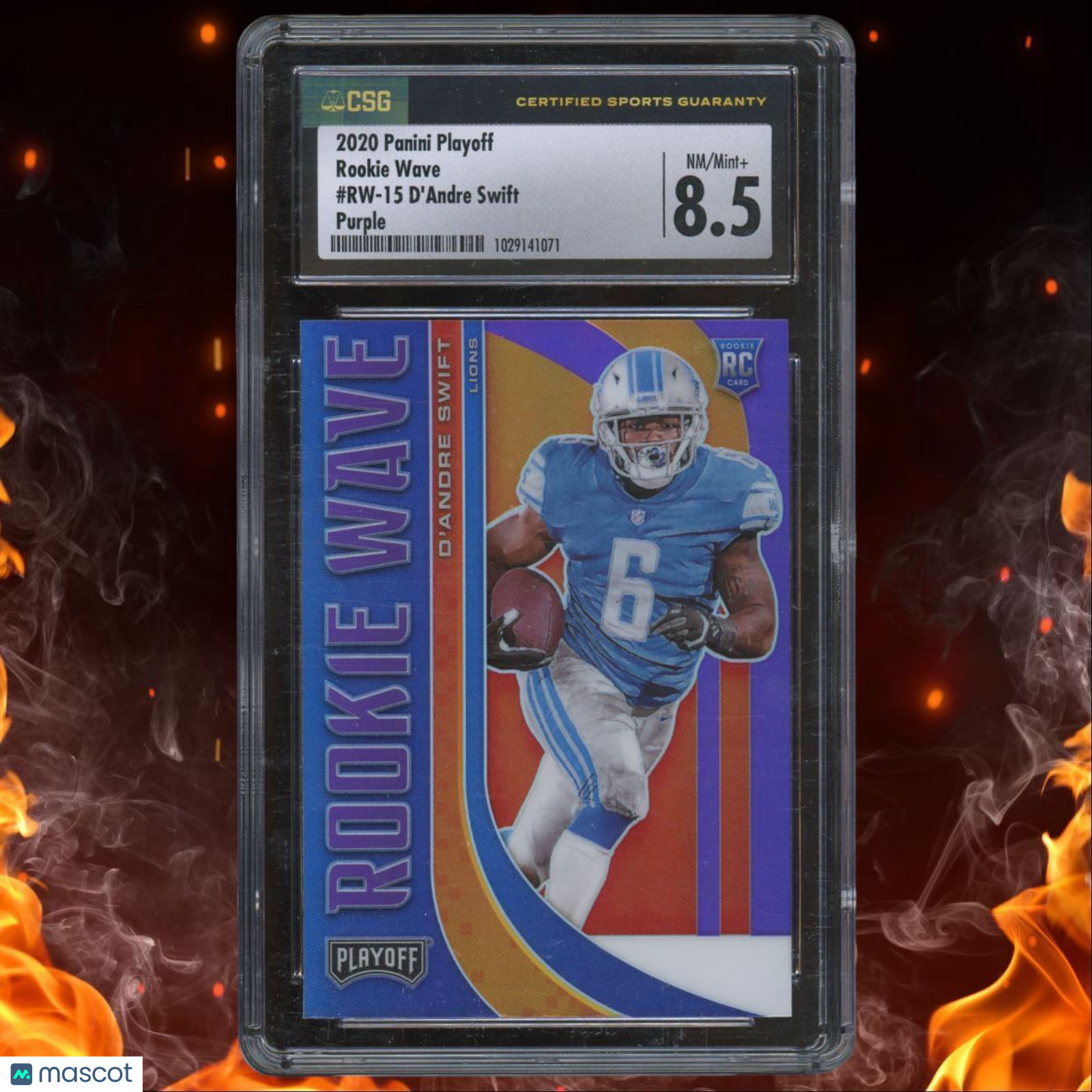 2020 Panini Playoff Rookie Wave Purple D'Andre Swift CSG 8.5 #RW-15
