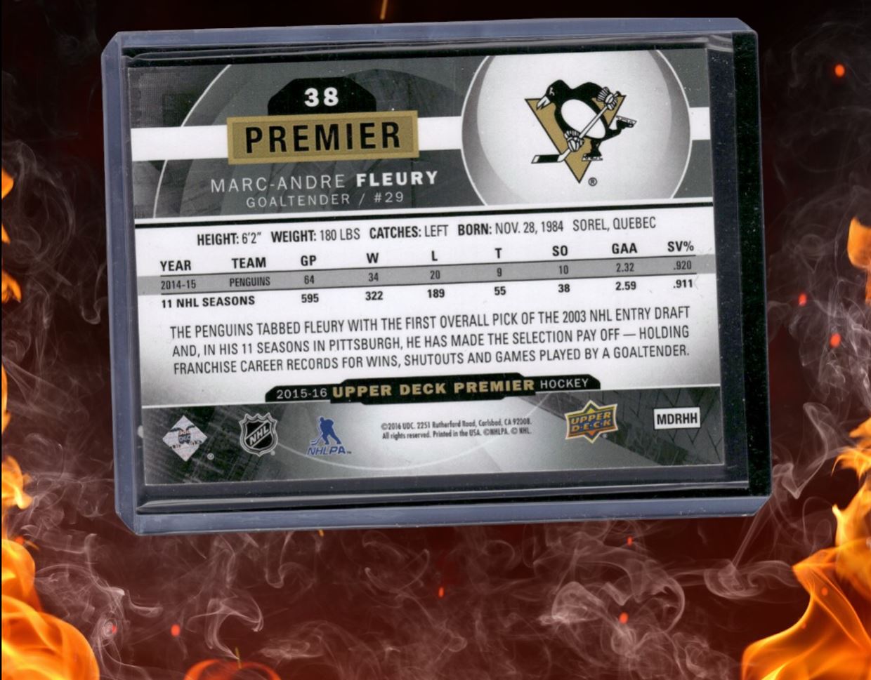 2015-16 Upper Deck Premier Marc-Andre Fleury 053/399 #38