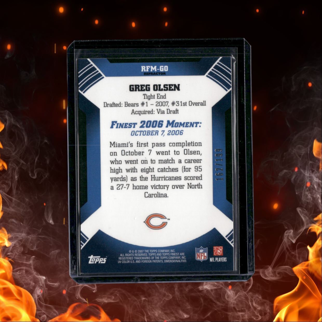 2007 Finest Moments Greg Olsen Green Refractor 162/199 #RFM-GO