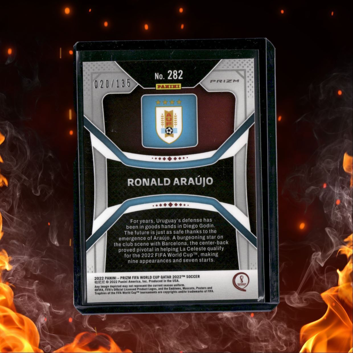 2022 Panini Prizm FIFA World Cup Qatar Ronald Araujo Blue Scope Prizm 020/135