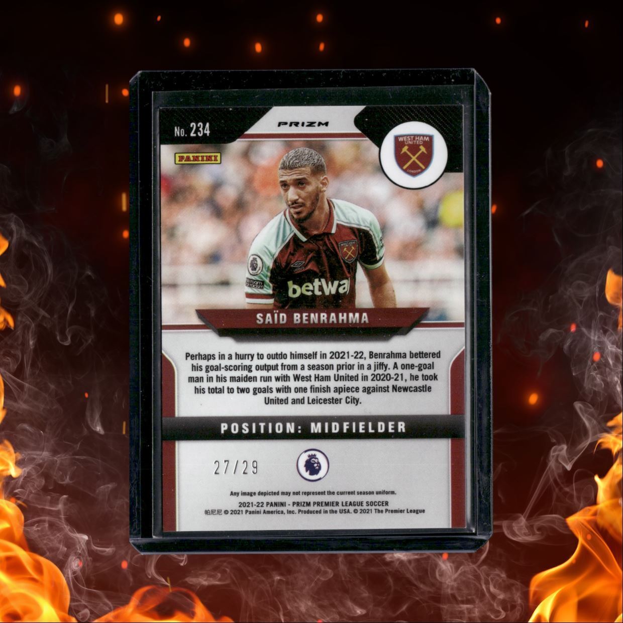 2021 Panini Prizm Premier League Said Benrahma Scope Choice Red Prizm 27/29 #234