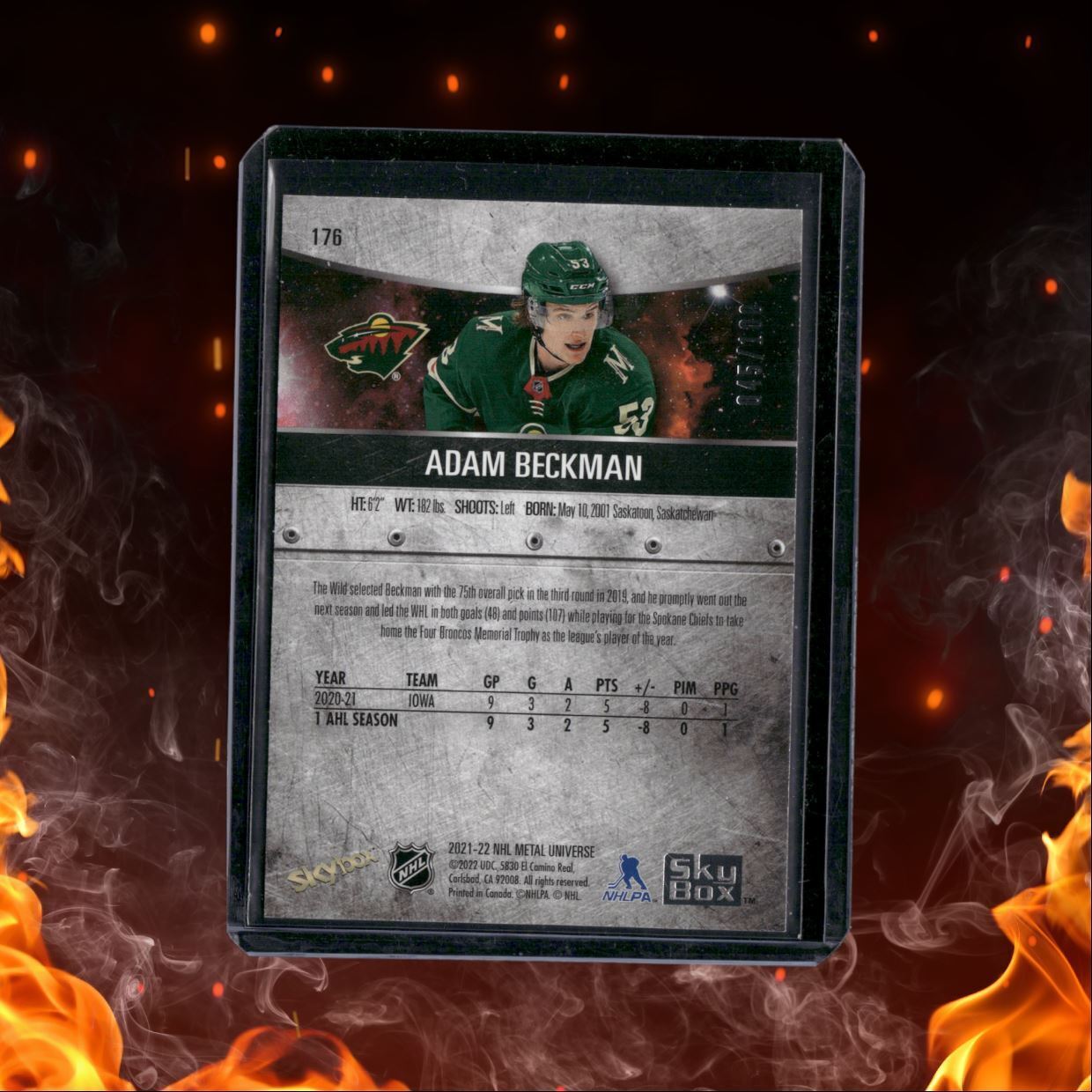 2021-22 SkyBox Metal Universe Adam Beckman Red Precious Metal Gems Rookie
