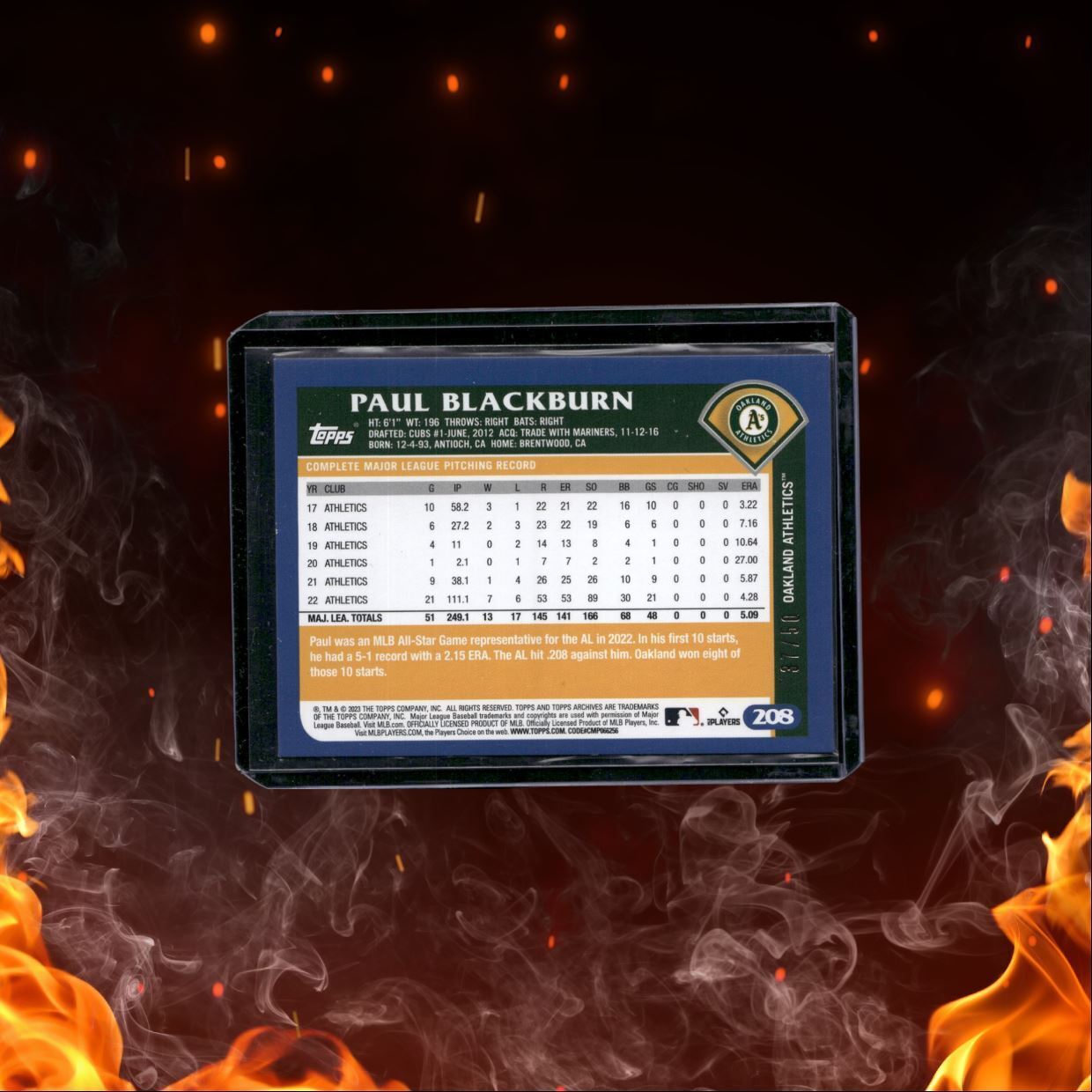 2023 Topps Paul Blackburn Royal Blue 37/50 #208