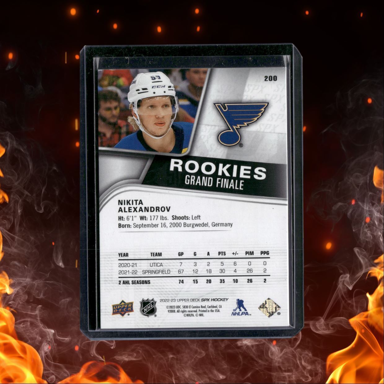 2022-23 Upper Deck SPx Nikita Alexandrov Grand Finale Rookie 09/50 #200