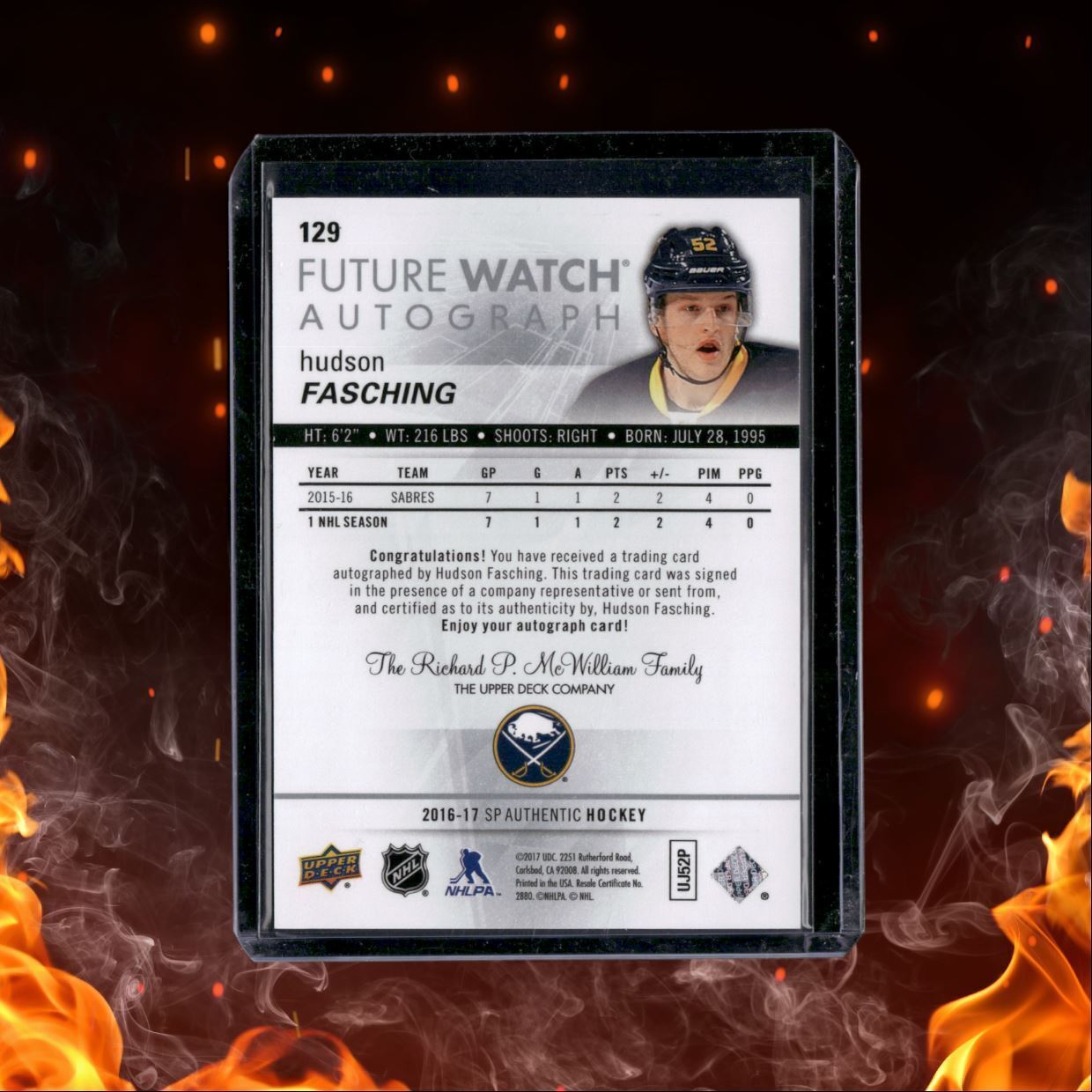 2016-17 SP Authentic Hudson Fasching Future Watch Rookie Auto 197/999 #129