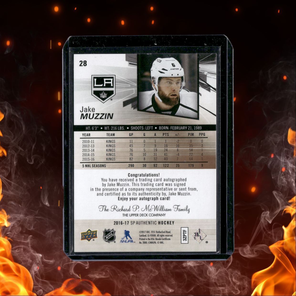 2016-17 Upper Deck SP Authentic Jake Muzzin Gold Spectrum Auto #28