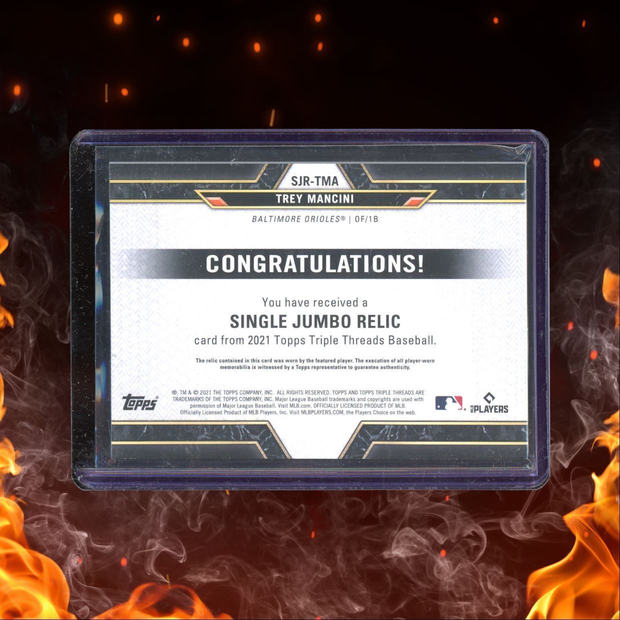 2021 Topps Triple Threads Single Jumbo Relics Emerald Trey Mancini 04/27