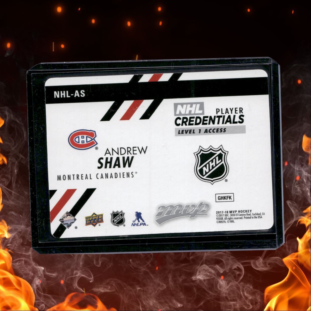 2017-18 Upper Deck MVP Andrew Shaw Player Credentials Level 1 Rookie #NHL-AS