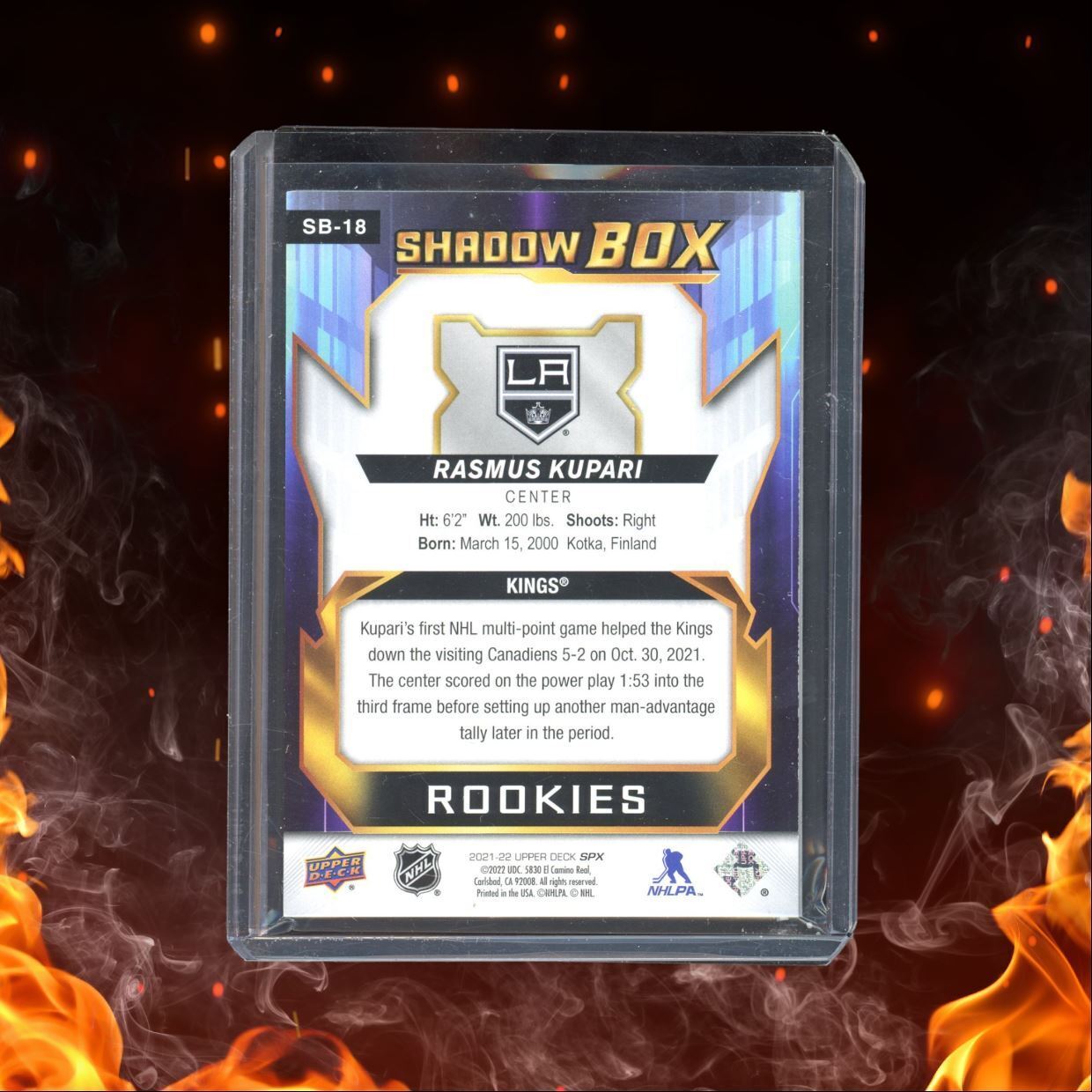 2021-22 Upper Deck SPx Rasmus Kupari Shadowbox Rookie #SB-18