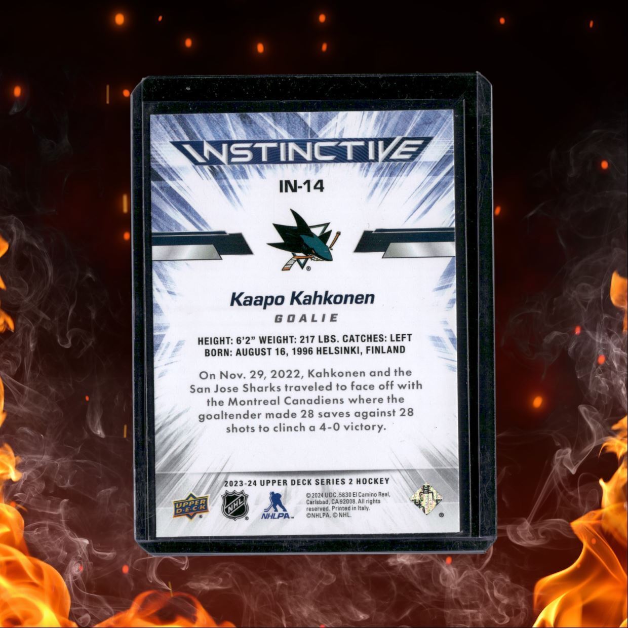 2023-24 Upper Deck Kaapo Kahkonen Instinctive Gold #IN-14