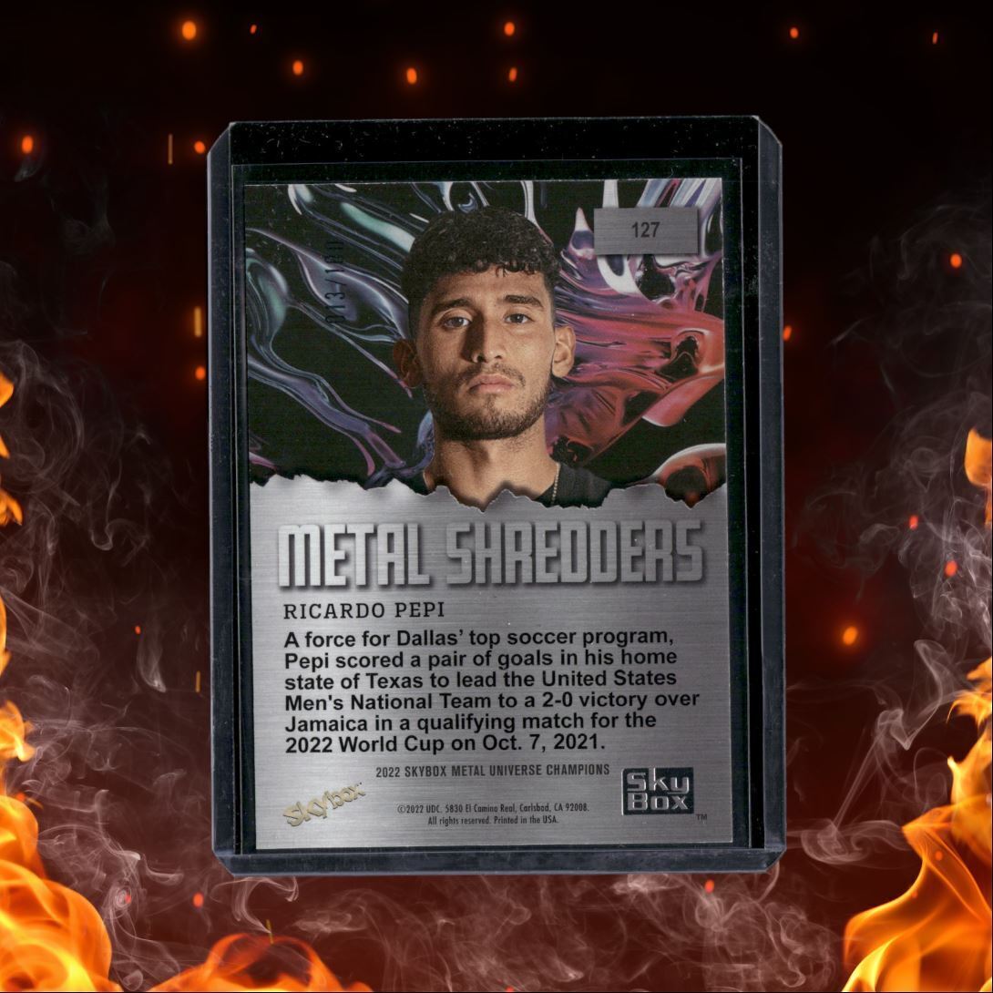 2022 Skybox Metal Universe Champions Ricardo Pepi Metal Shredders Red Precious