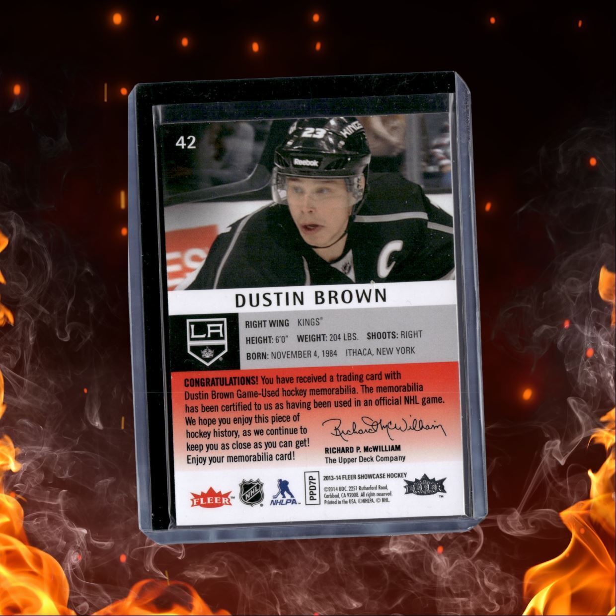 2013-14 Fleer Showcase Dustin Brown Red Glow Patch 24/36 #42