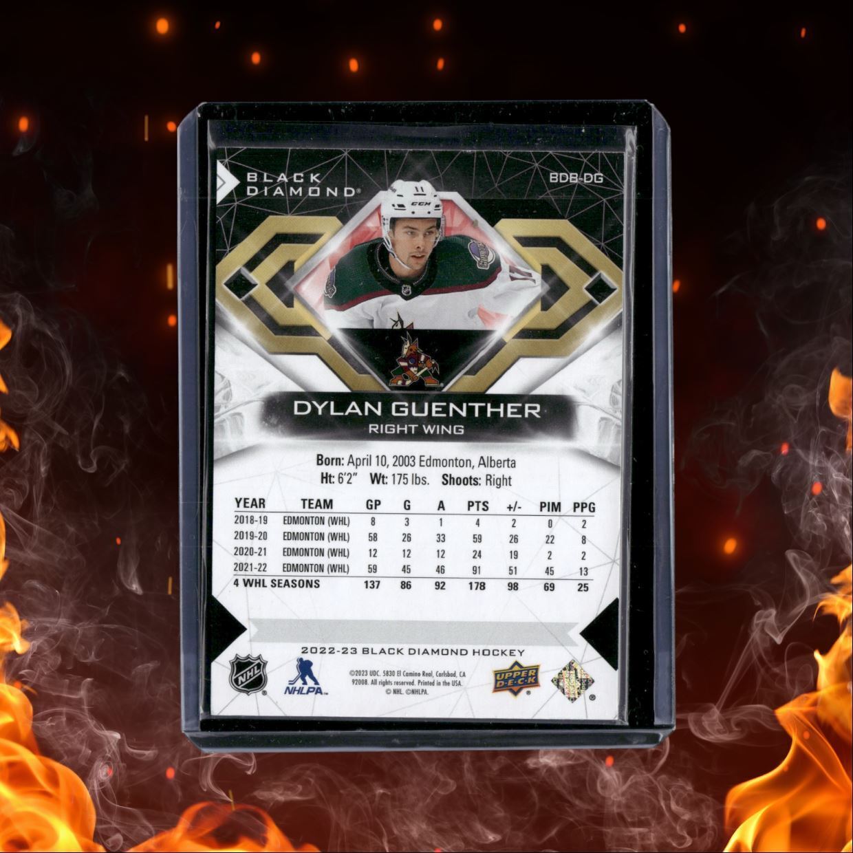 2022-23 Upper Deck Black Diamond Dylan Guenther Red Rookie 14/75 #BDB-DG