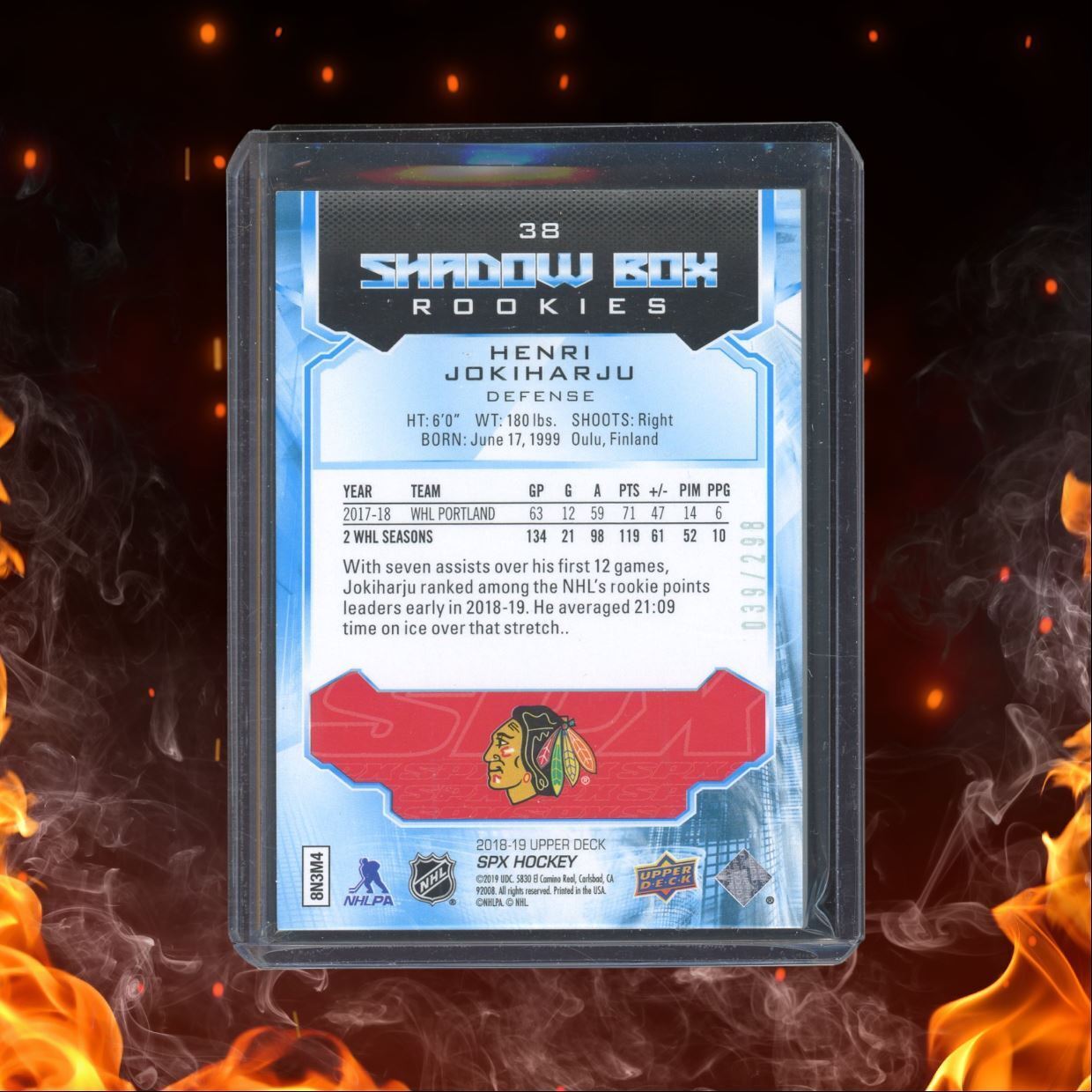 2018-19 Upper Deck SPx Henri Jokiharju Shadow Box Rookie #38