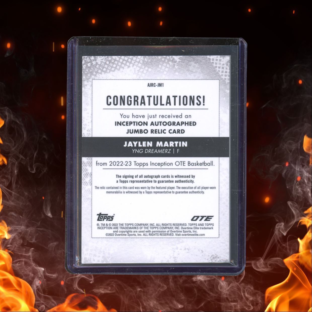 2022-23 Topps OTE Jaylen Martin Orange Patch Auto 07/25 #AJRC-JM1