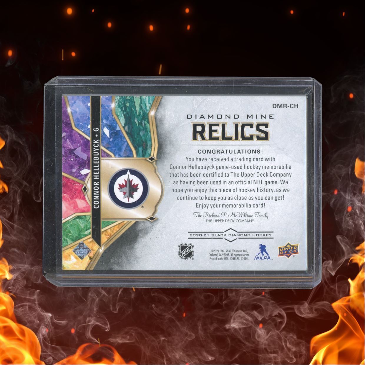 2020-21 Upper Deck Black Diamond Connor Hellebuyck Diamond Mine Relics #87