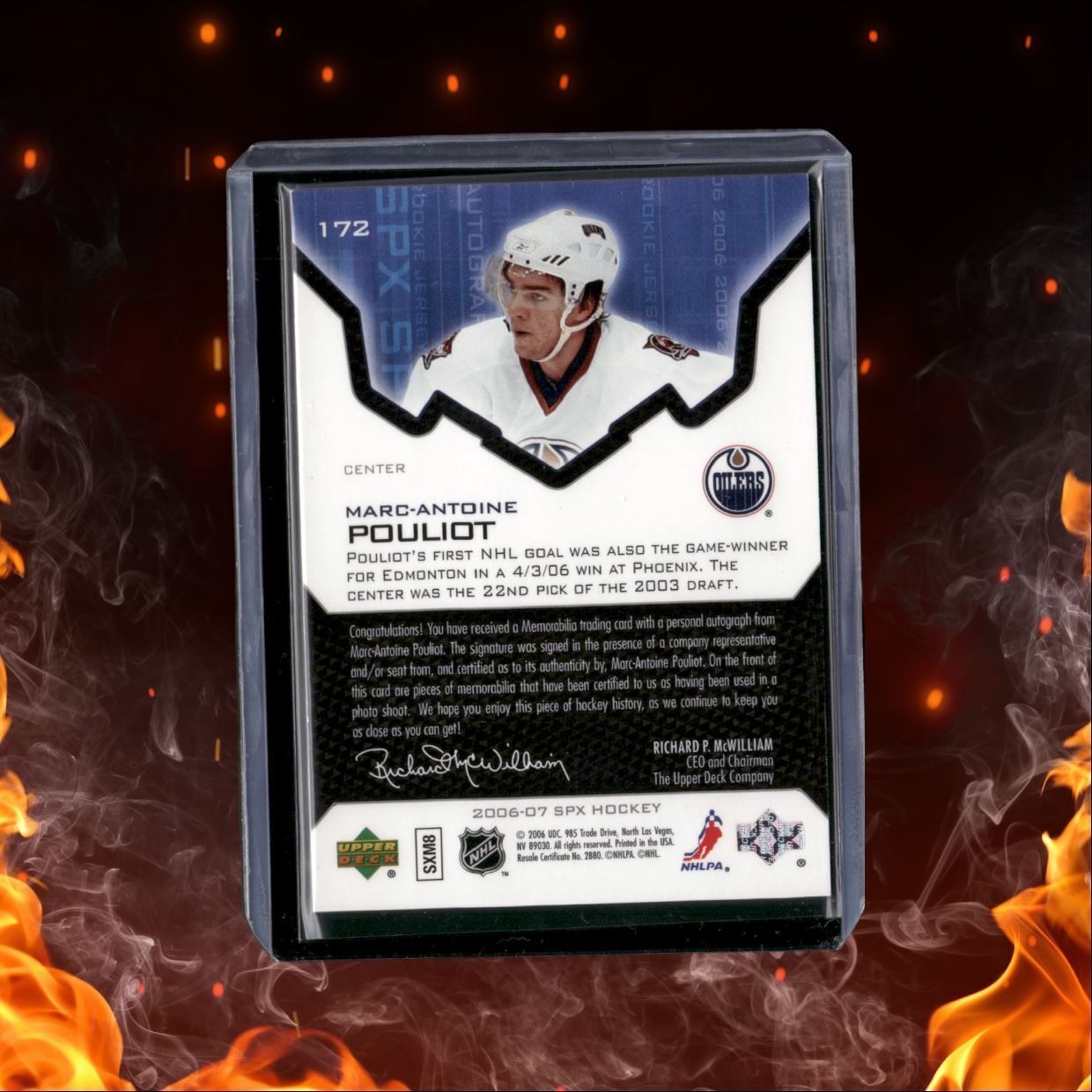 2006-07 Upper Deck SPx Marc-Antoine Pouliot Jersey Rookie Auto 1144/1299 #172