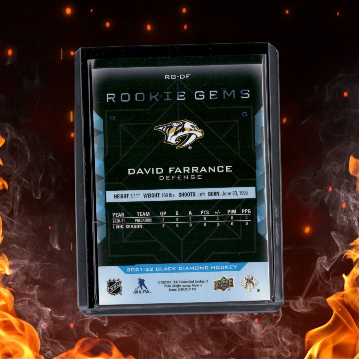 2021-22 Upper Deck Black Diamond David Farrance Gems Rookie 324/399 #RG-DF