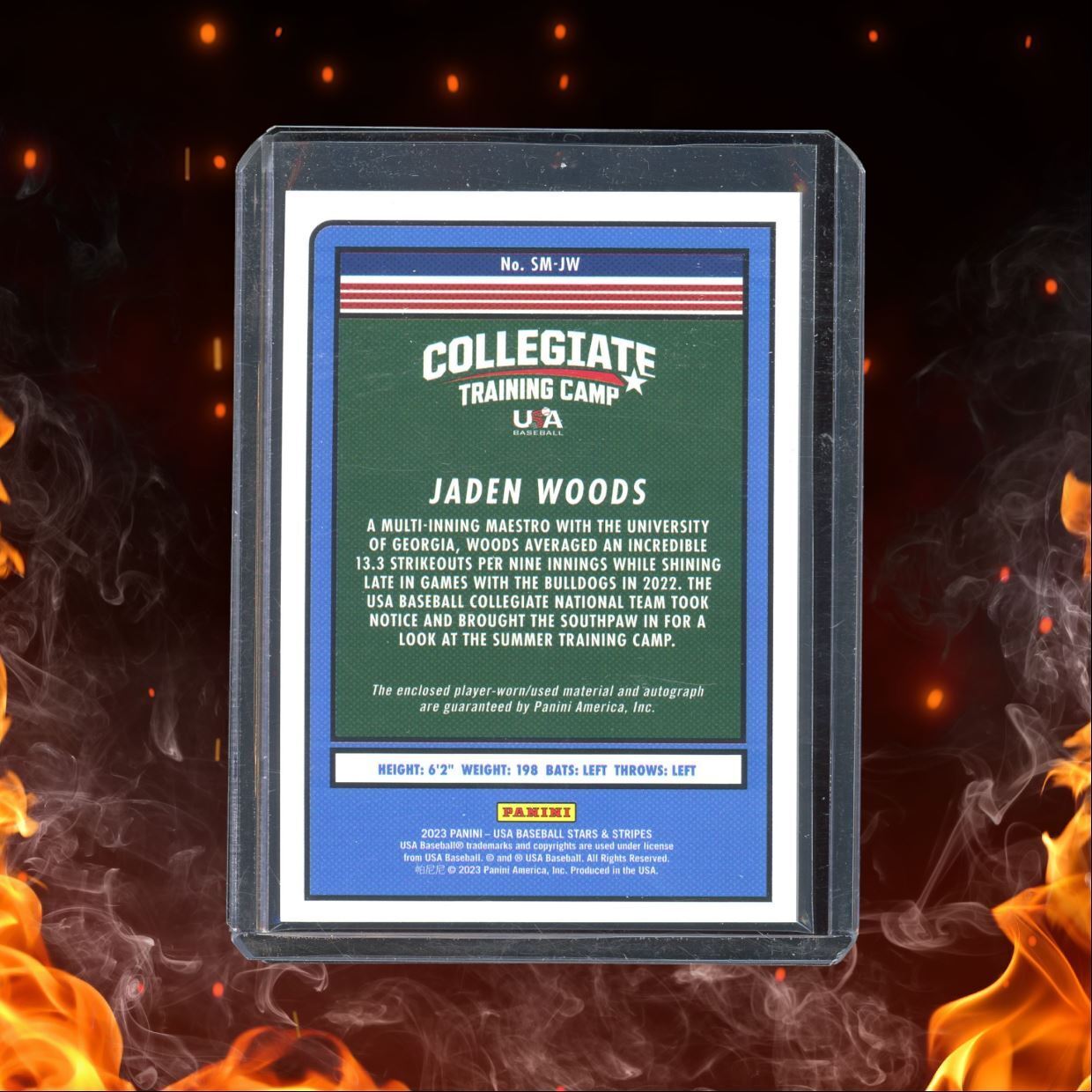 2023 Panini USA Stars & Stripes Jaden Woods Collegiate Patch Auto 050/200 #SM-JW