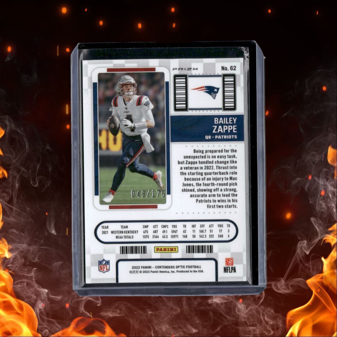2022 Panini Contenders Optic Bailey Zappe Red Rookie 049/175 #62