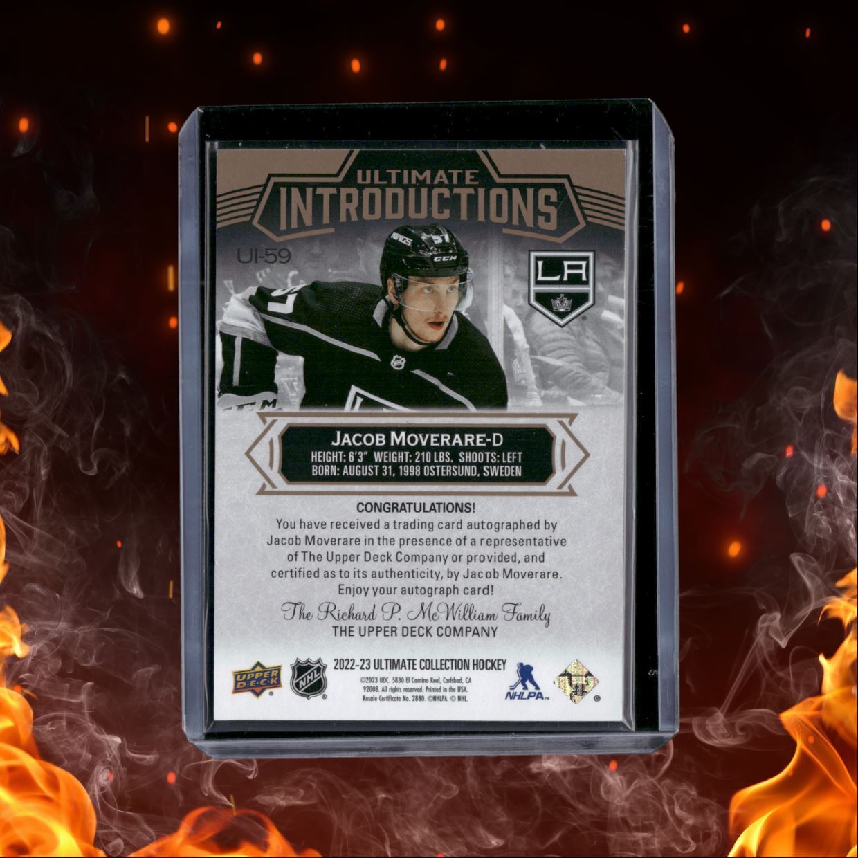 2022-23 Upper Deck Ultimate Jacob Moverare Introductions Rookie Auto #UI-59