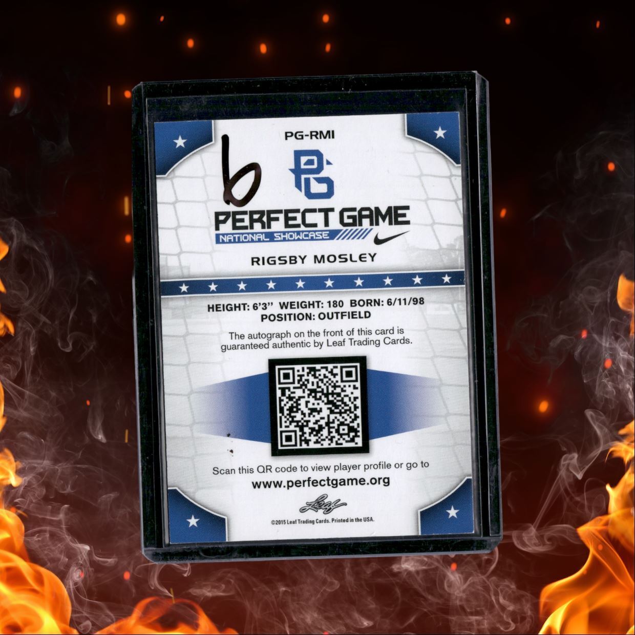 2015 Leaf Perfect Game National Showcase Rigsby Mosley Auto 1/5 #PG-RM1