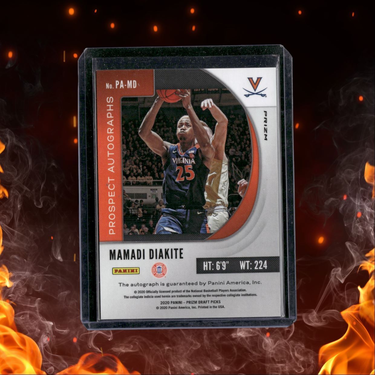 2020-21 Panini Prizm Draft Picks Mamadi Diakite Pink Cracked Ice Rookie Auto