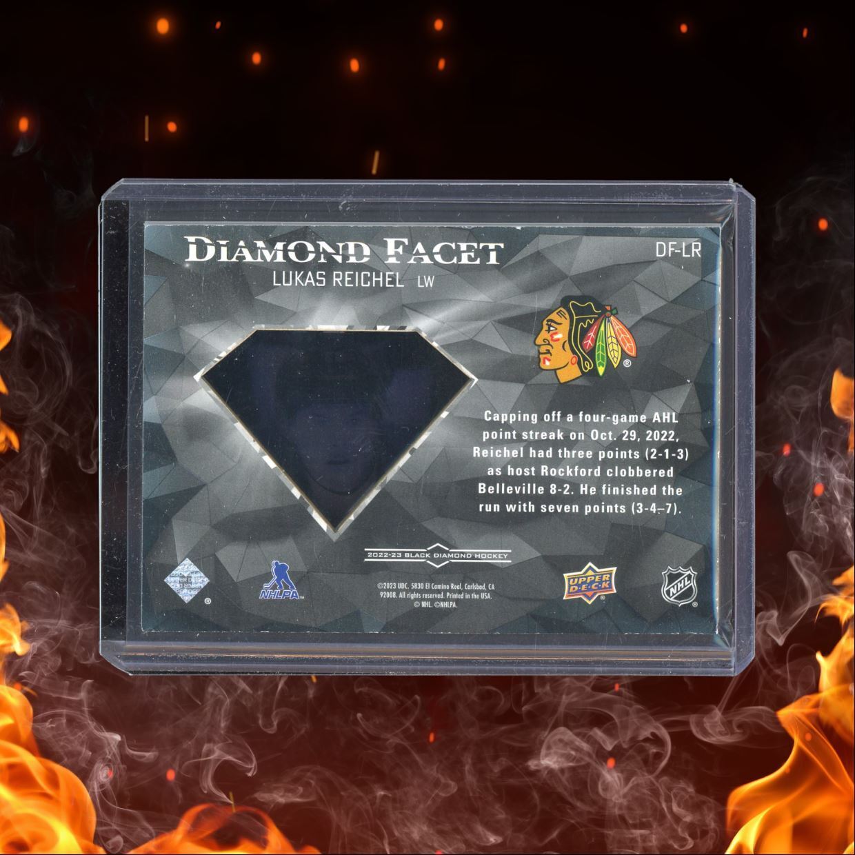 2022-23 Upper Deck Black Diamond Lukas Reichel Daimond Facet Rookie #DF-LR