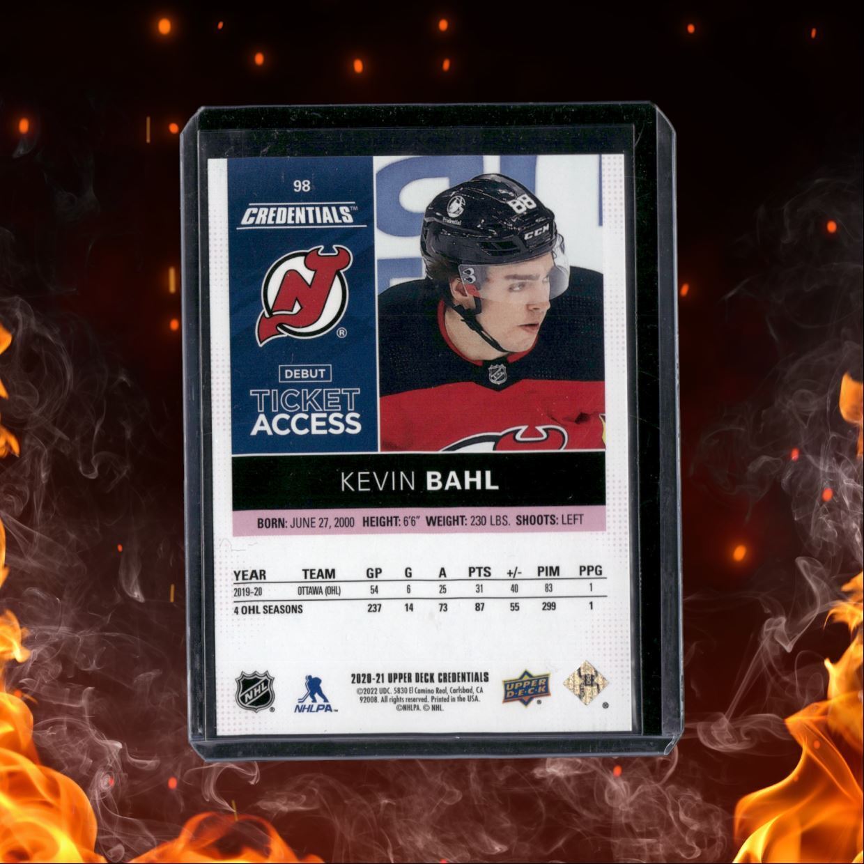 2020-21 Upper Deck Credentials Kevil Bahl Pink Debut Ticket Access Rookie 28/49