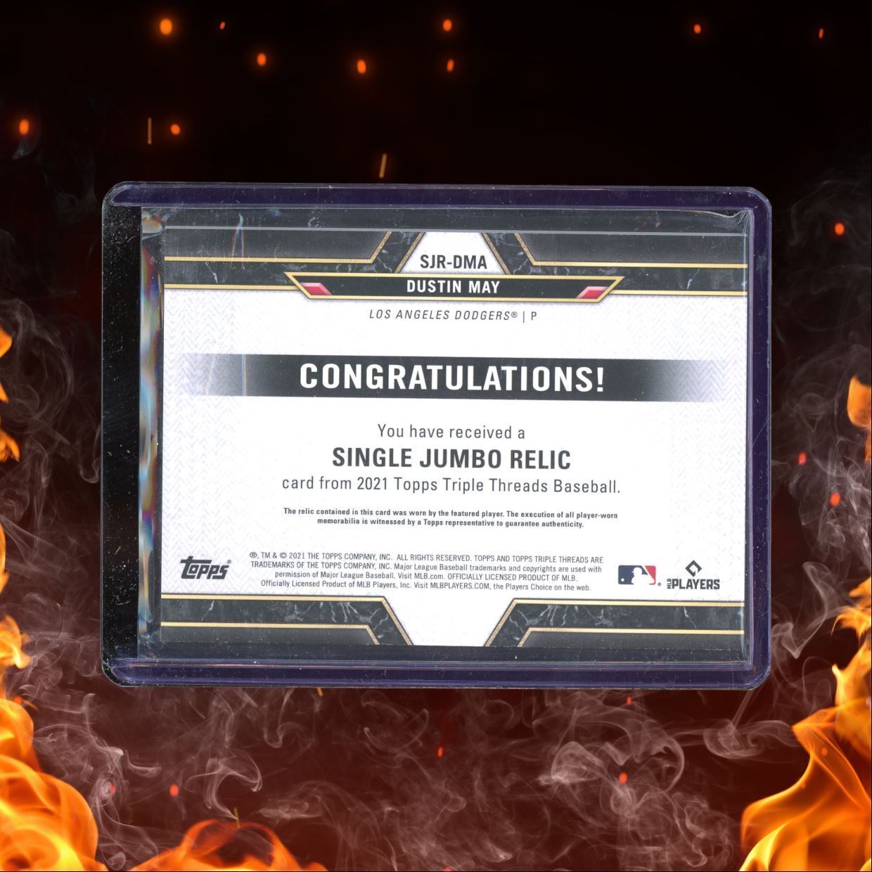 2021 Topps Triple Threads Single Jumbo Relics Emerald Dustin May 02/27 #SJR-DM