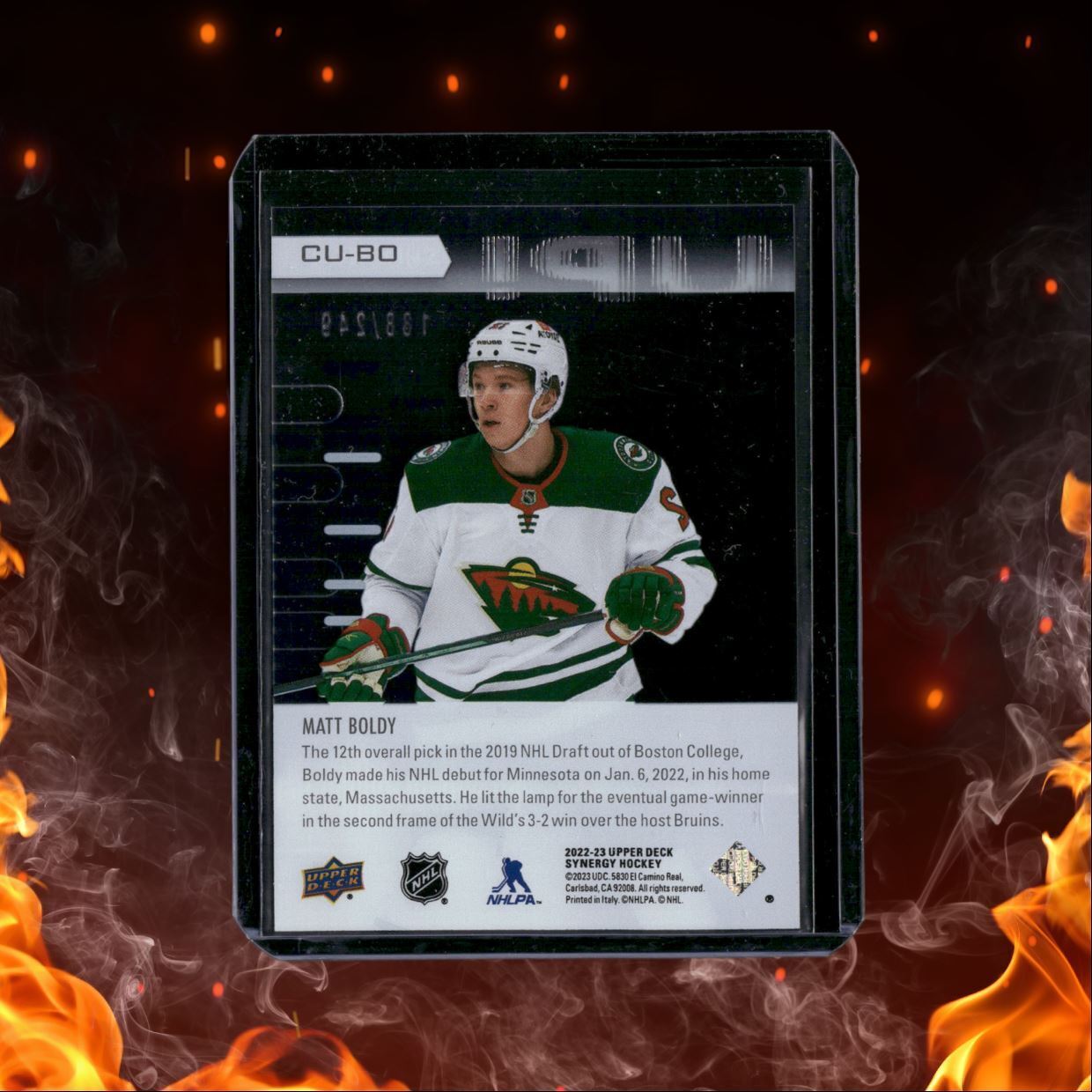 2022-23 Upper Deck Synergy Matt Boldy Cranked Up! Blue Rookie 188/249 #89