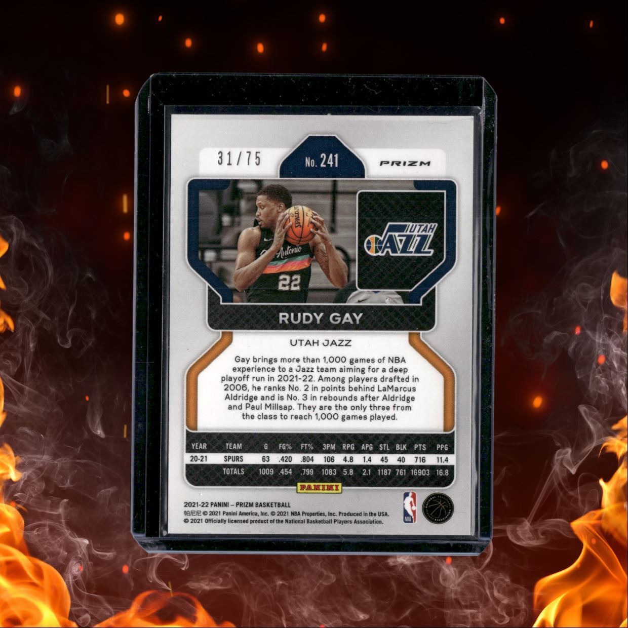 2021-22 Panini Prizm Rudy Gay Fast Break Ourple 31/75 #241