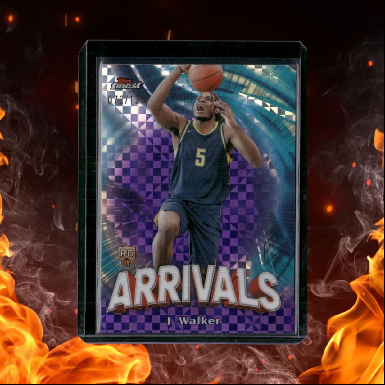 2023-24 Topps Finest NBA Jarace Walker Arrivals Purple Checkerboard Refractor