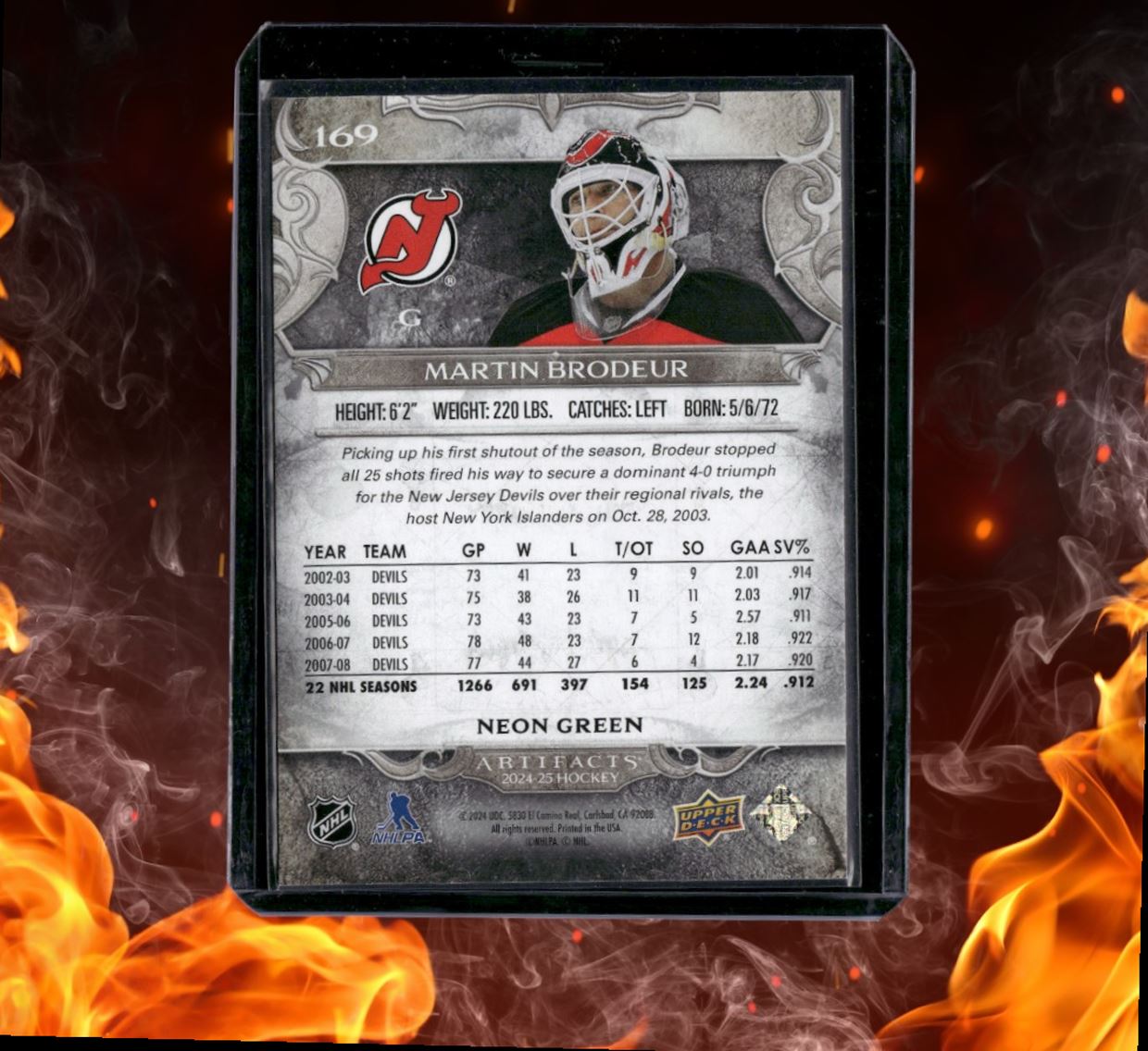 2024-25 Upper Deck Artifacts Martin Brodeur Neon Green #169