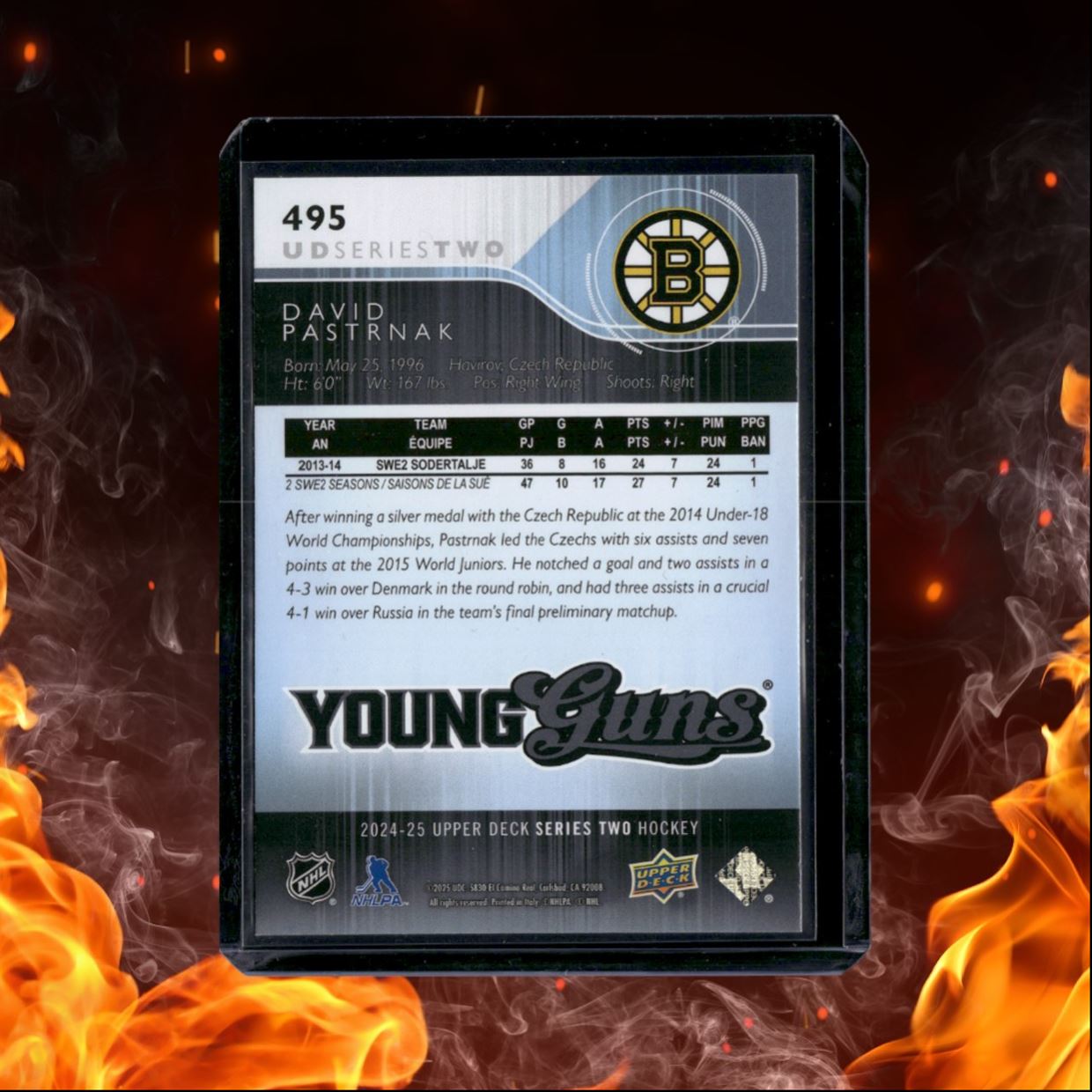 2024-25 Upper Deck David Pastrnak Renewed Young Guns #495