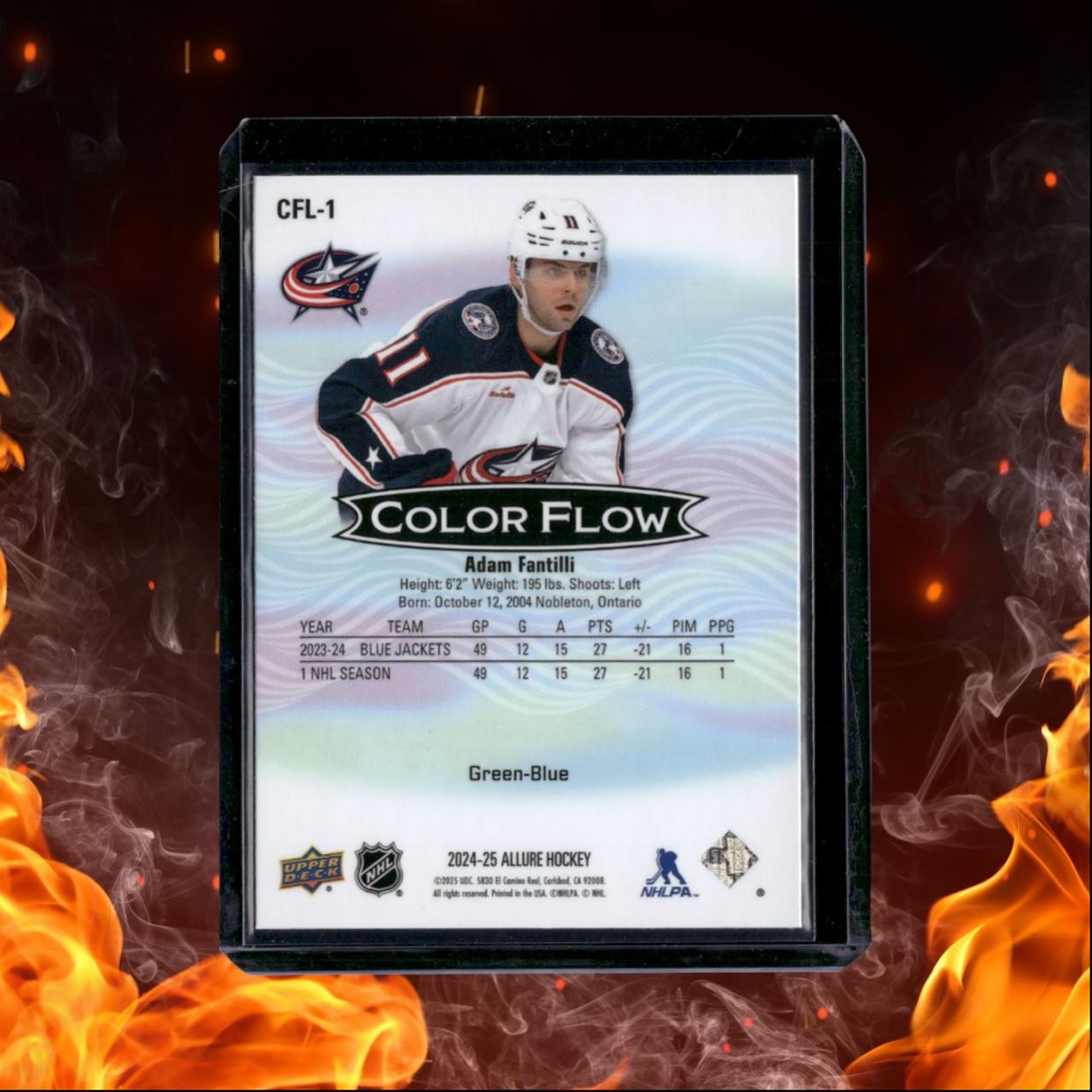 2024-25 Upper Deck Allure Adam Fantilli Color Flow Green - Blue #CFL-1