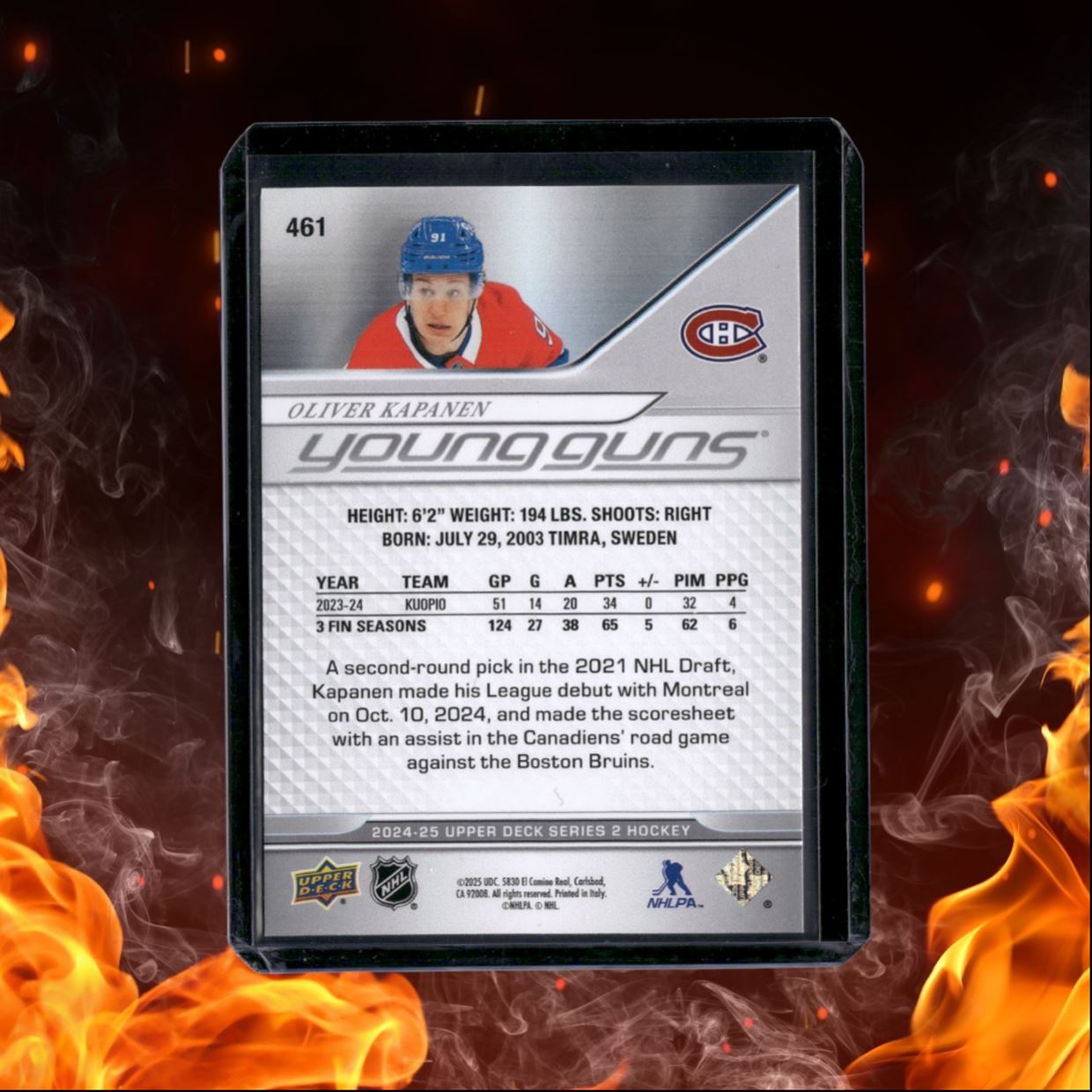 2024-25 Upper Deck Oliver Kapanen Young Guns (A) Rookie #461