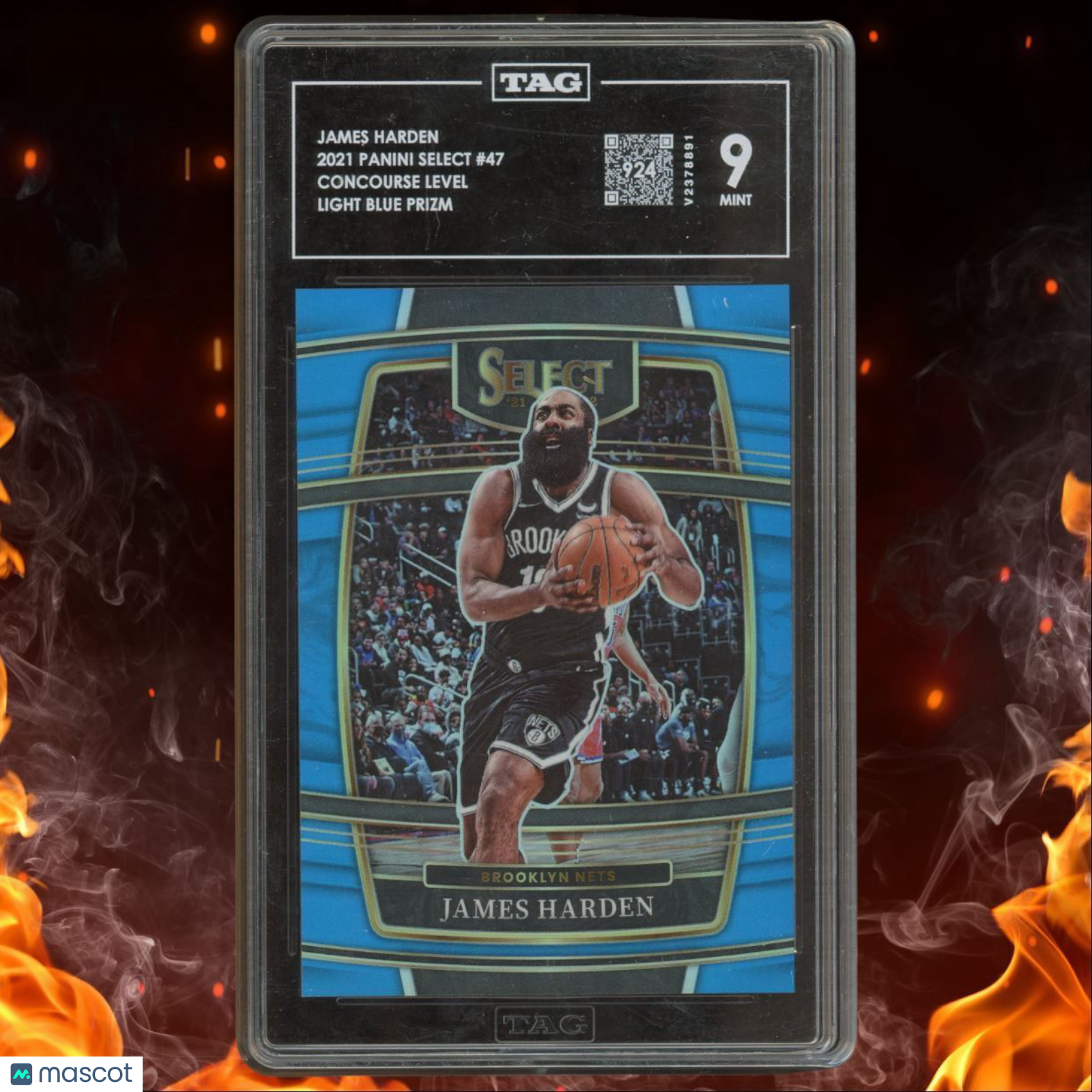 2021-22 Panini Select James Harden Concourse Light Blue Prizm 156/299 TAG 9 #40