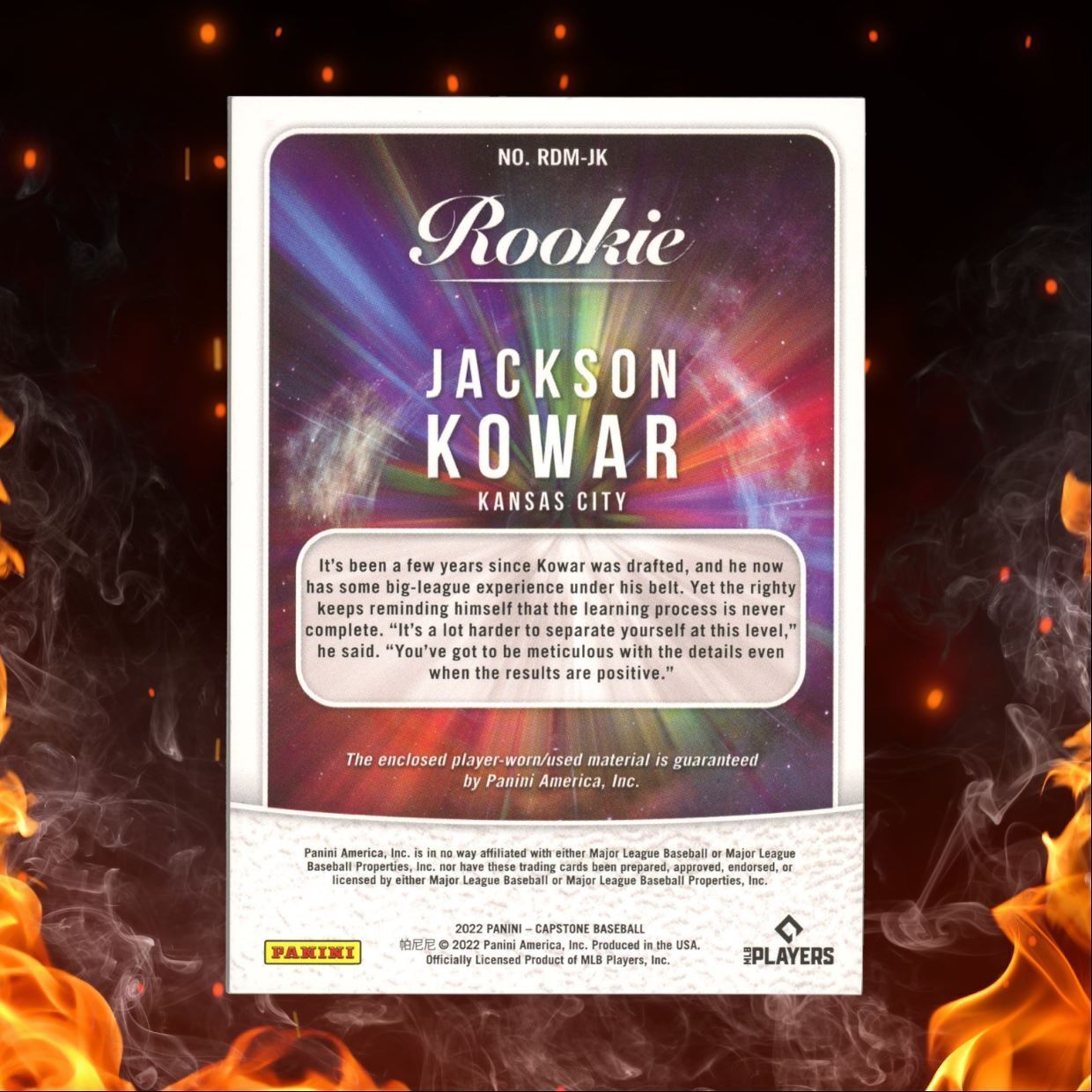 2022 Panini Capstone Jackson Kowar Dual Jersey Rookie #RDM-JK