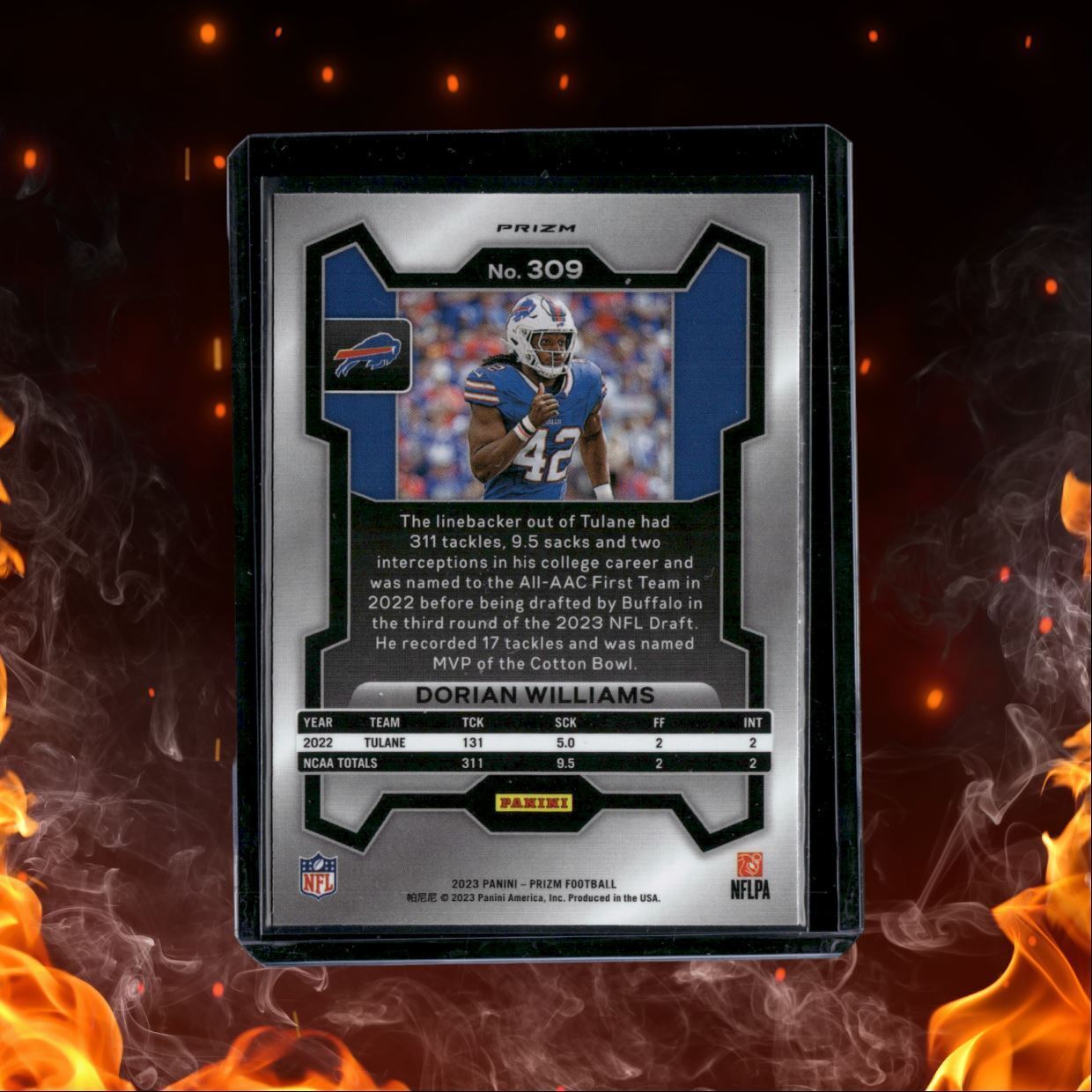 2023 Panini Prizm Dorian Williams Red Sparkle Prizm Rookie #309