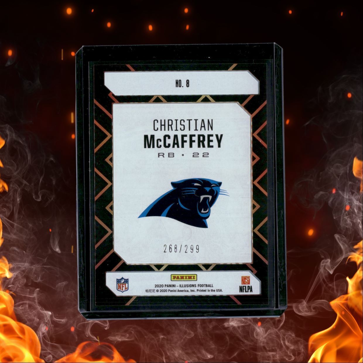 2020 Panini Illusions Christian McCaffrey Clear Shots Light Blue 268/299 #8