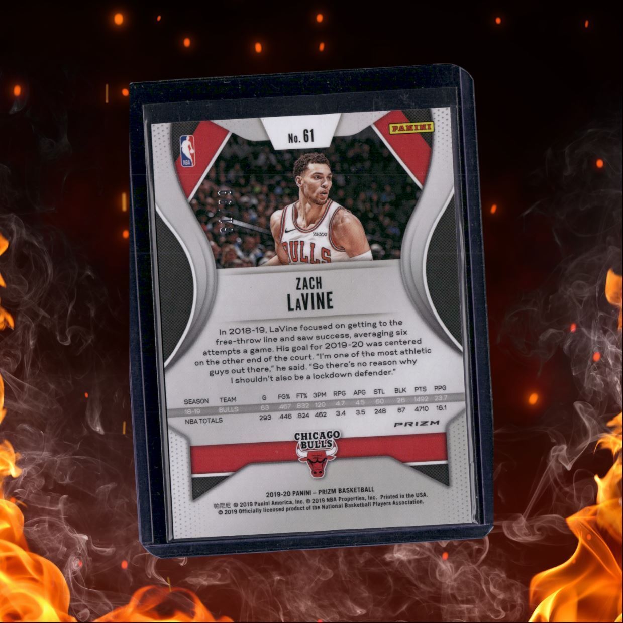 2019-20 Panini Prizm Zach LaVine Blue Cracked Ice 61/99 #61