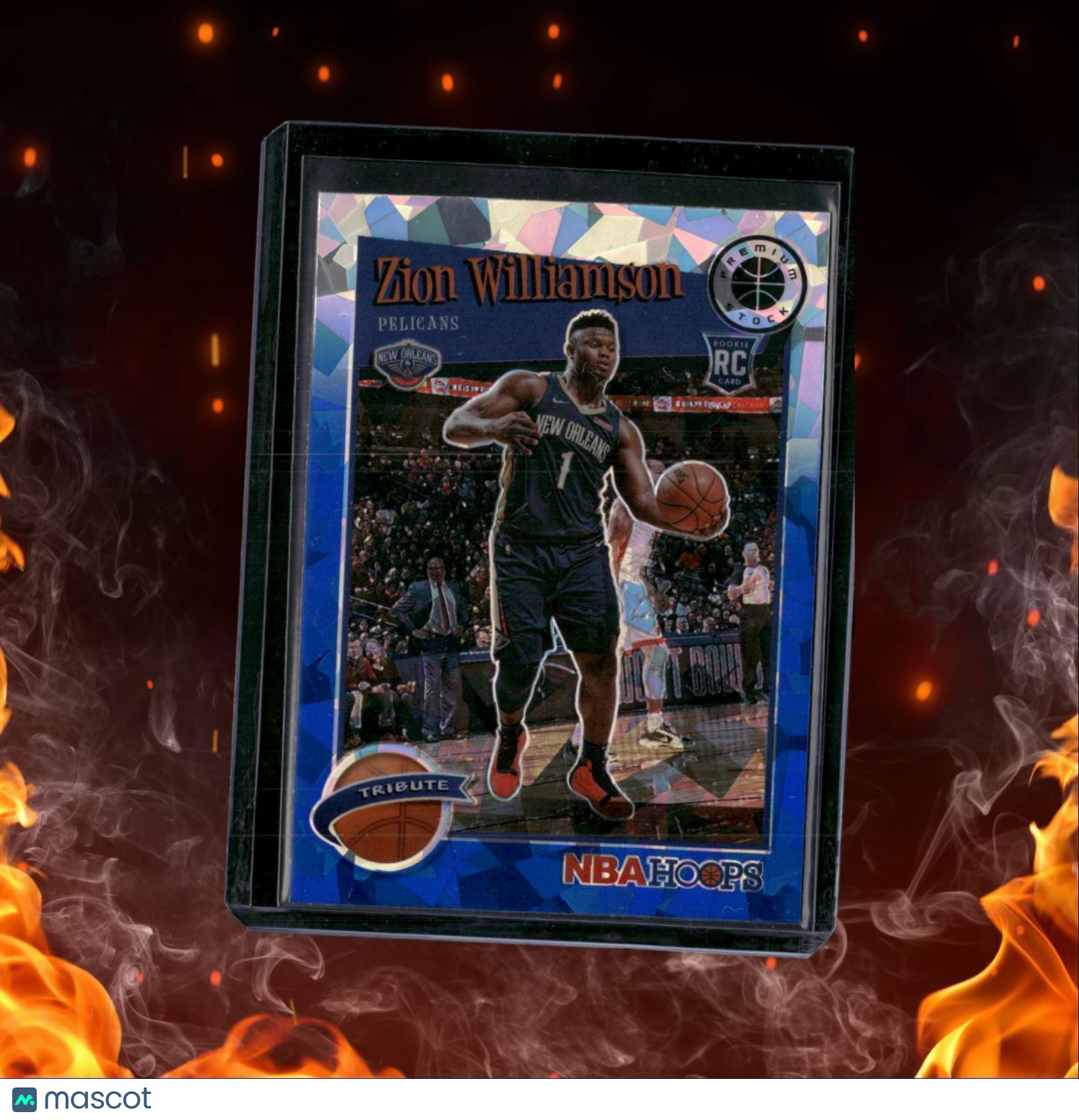 2019-20 Panini Hoops Premium Stock Zion Williamson Cracked Ice Prizm Tribute