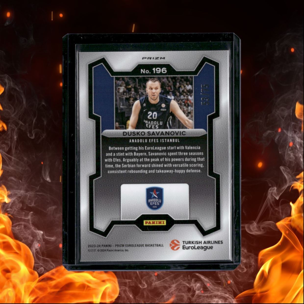 2023-24 Panini Prizm Euroleague Dusko Savanovic Orange Checkerboard Prizm 53/75