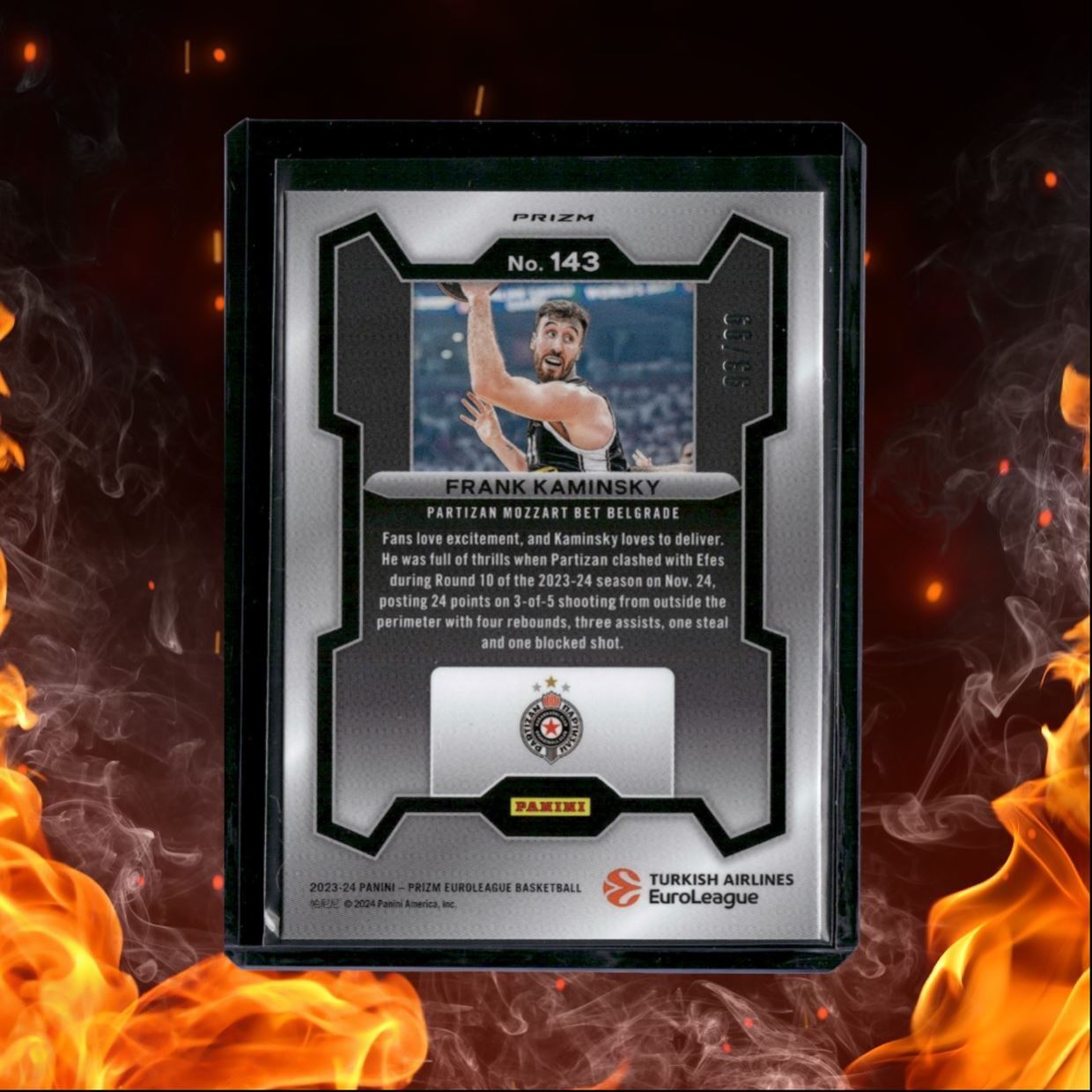 2023-24 Panini Prizm Euroleague Frank Kaminsky Purple Prizm 93/99 #143