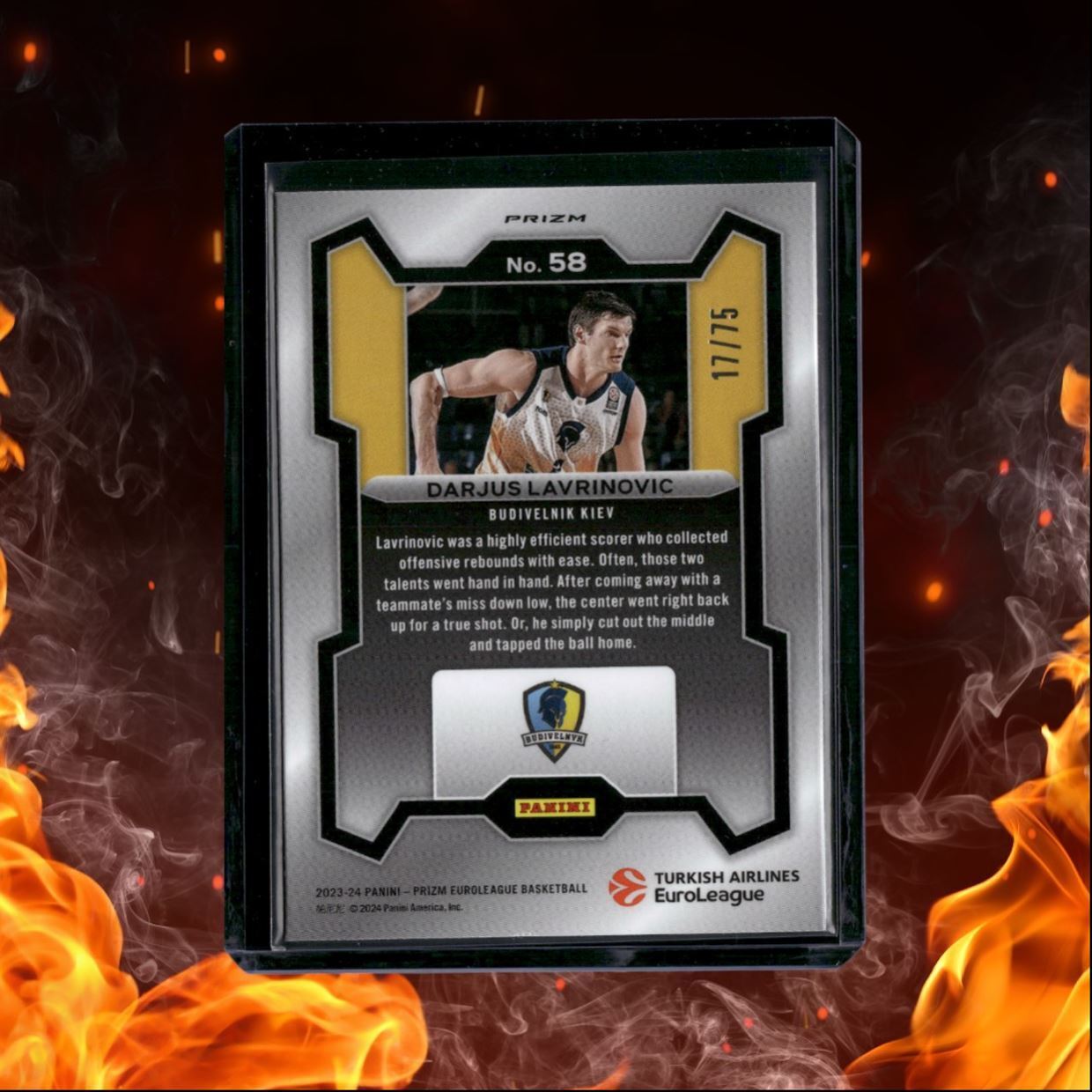 2023-24 Panini Prizm Euroleague Darjus Lavrinovic Orange Checkboard Prizm 17/75