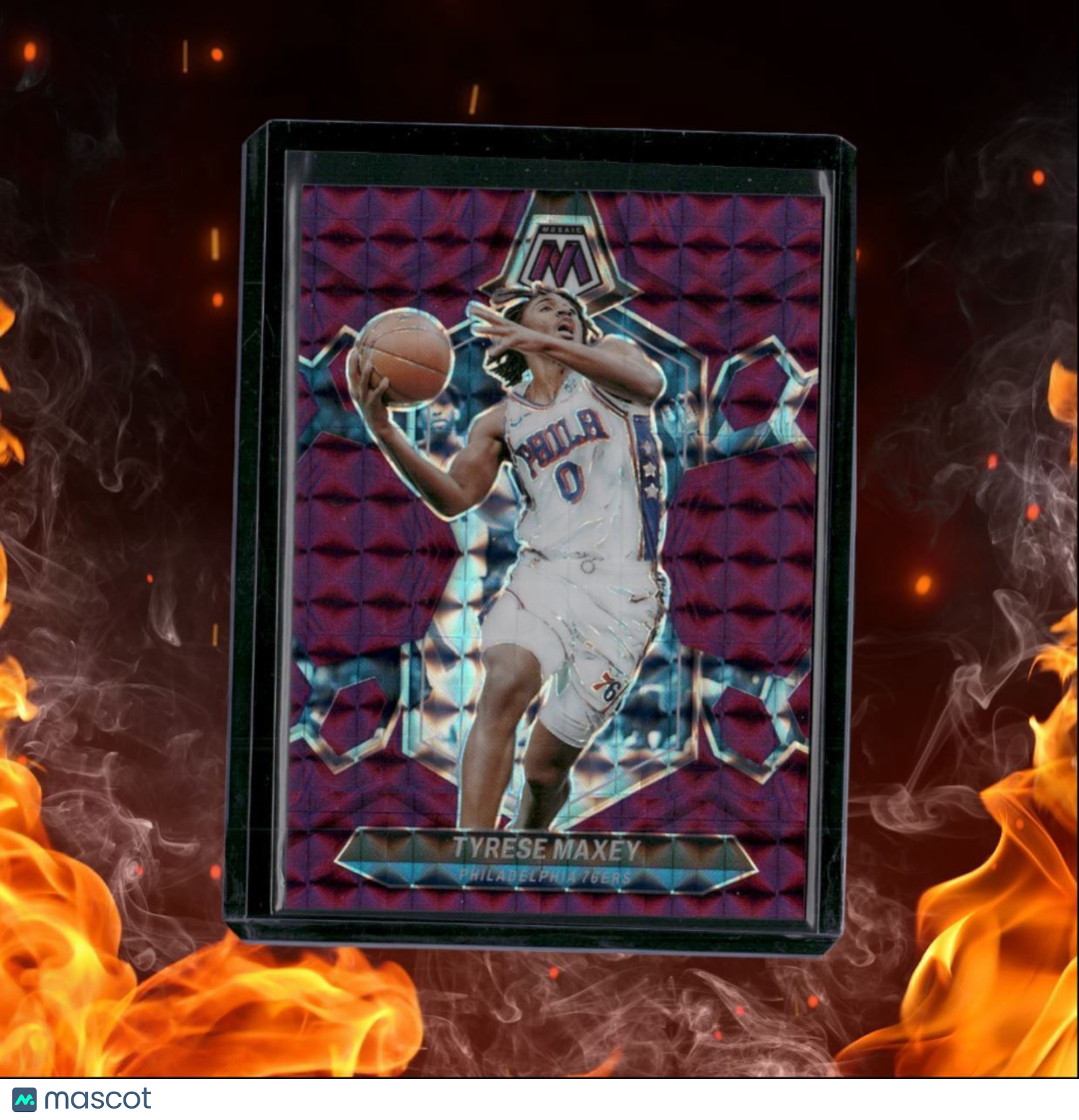 2023-24 Panini Mosaic Tyrese Maxey Purple Mosaic Prizm 10/99 #79