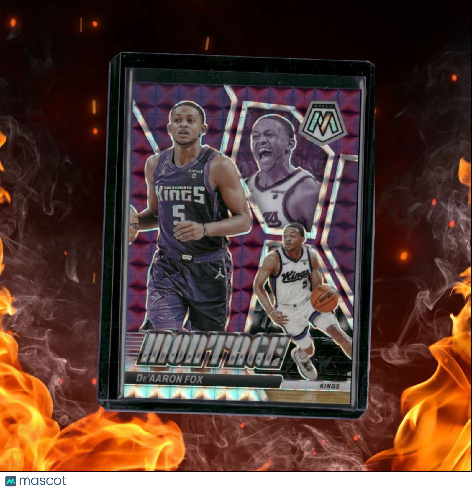 2023-24 Panini Mosaic De'Aaron Fox Montage Purple Mosaic Prizm 37/99 #1